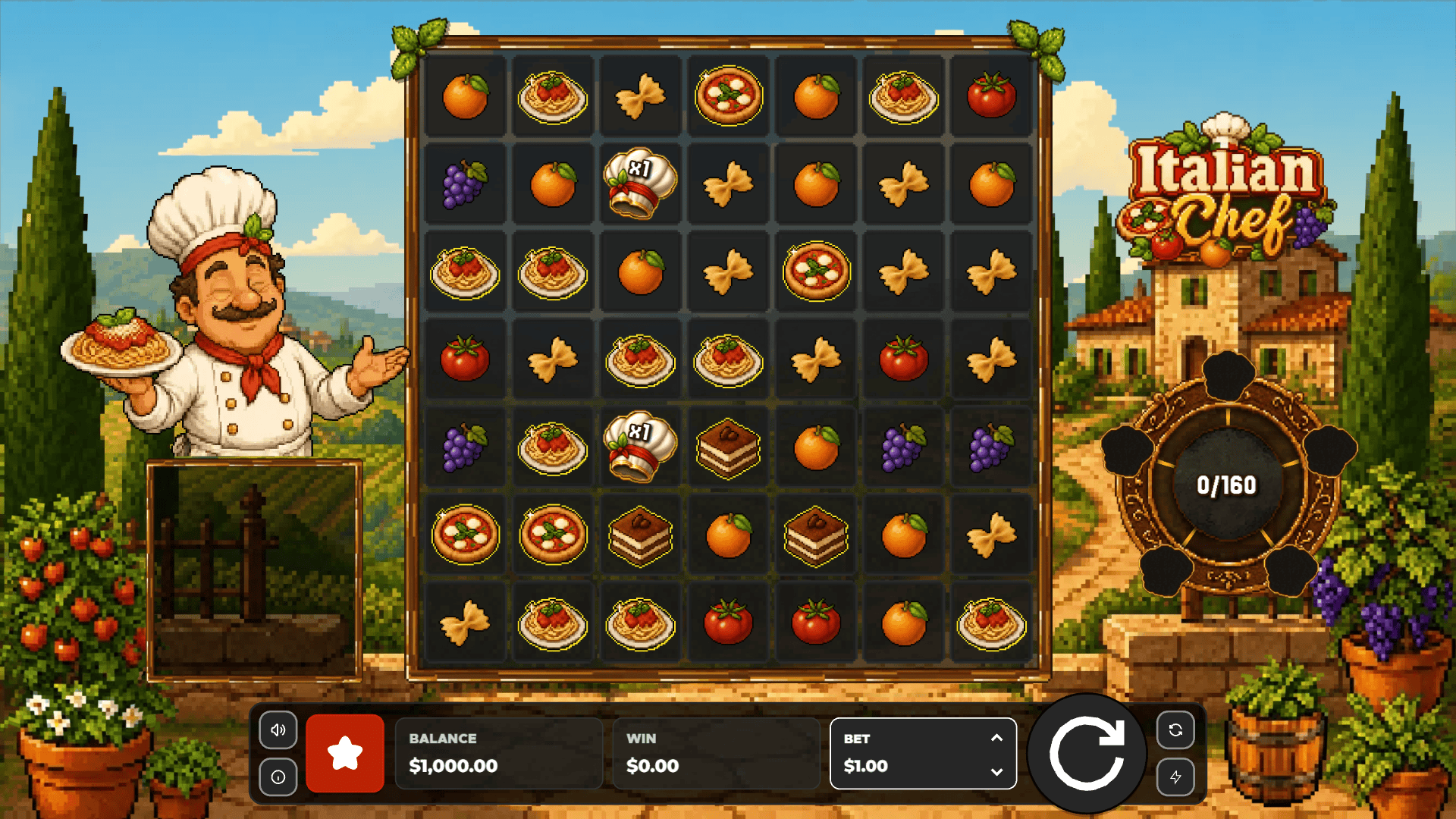 Italian Chef slot gameplay reels