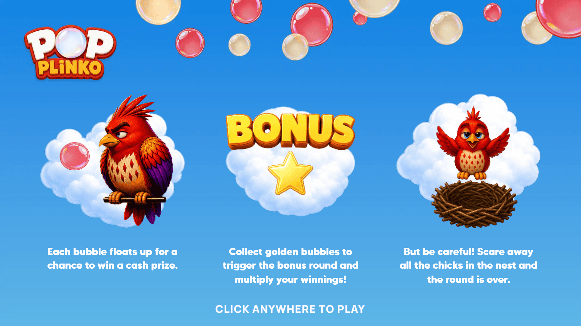 Pop Plinko slot intro screen