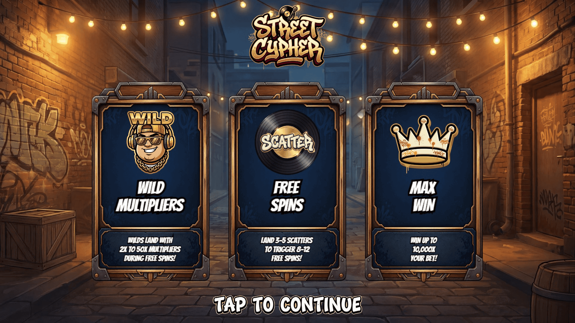 Street Cypher slot intro screen