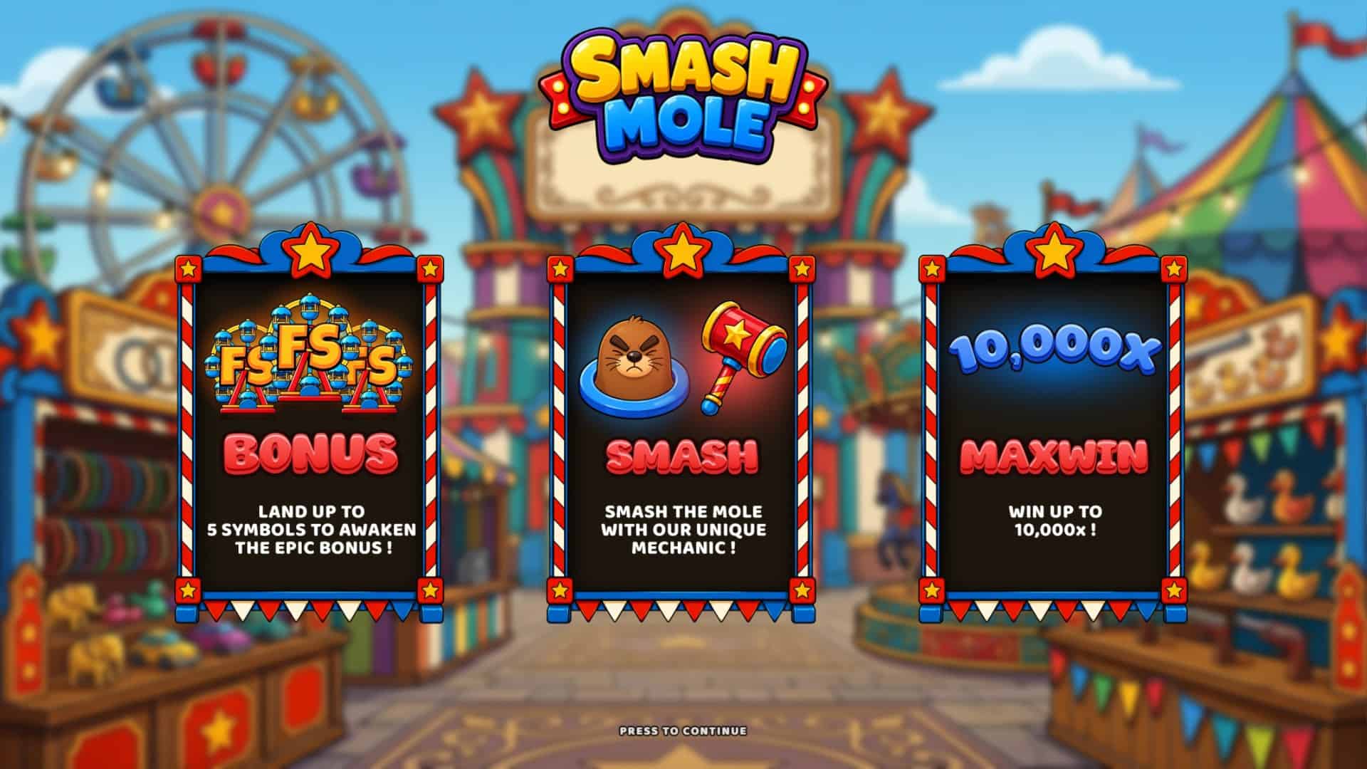 Smash Mole slot intro screen