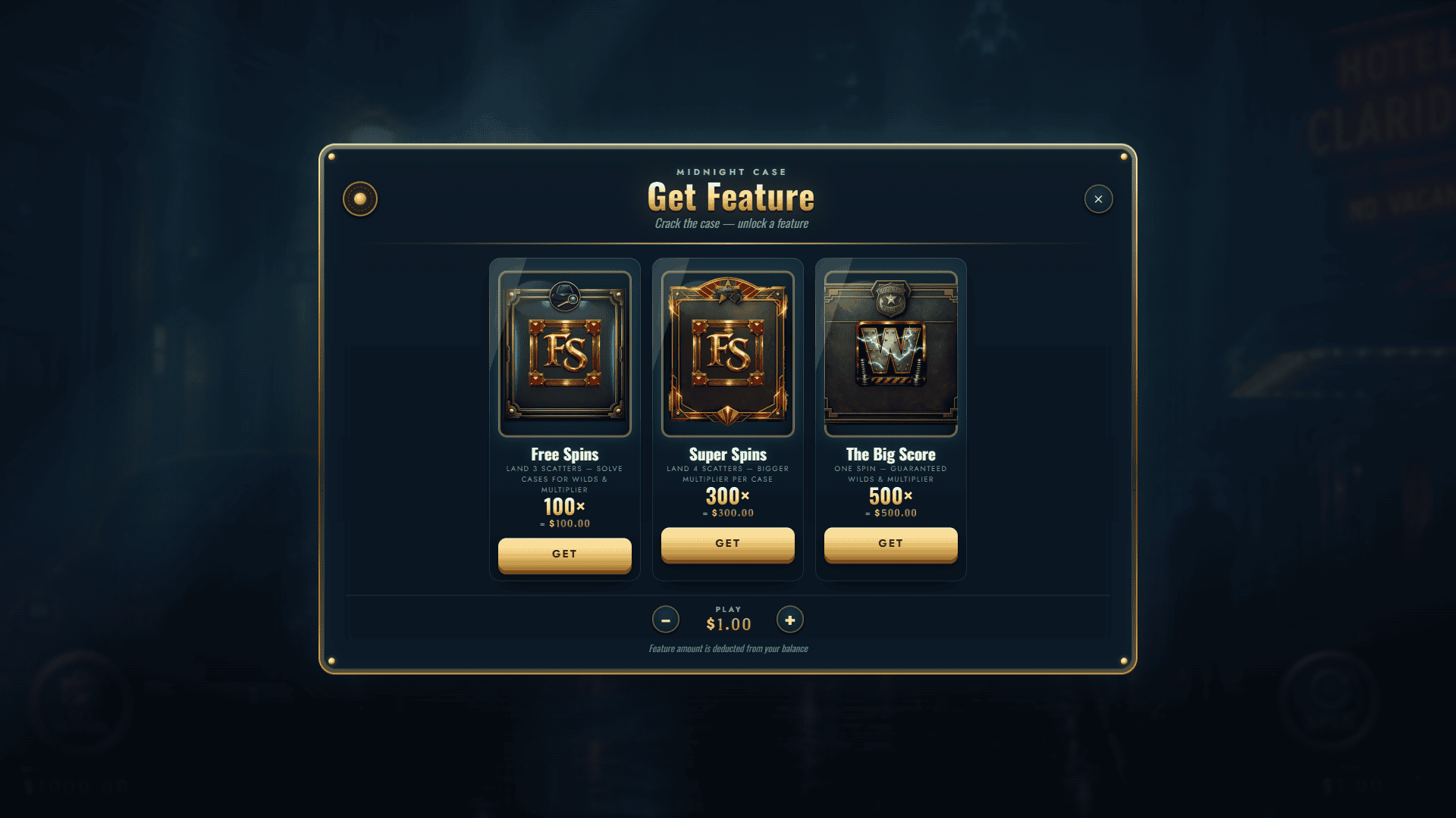 Midnight Case bonus buy menu