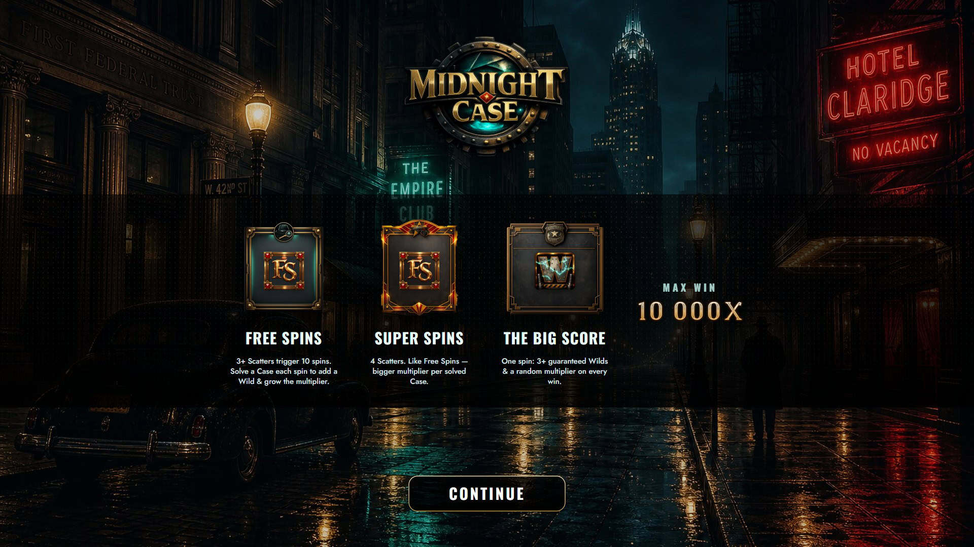 Midnight Case slot intro screen