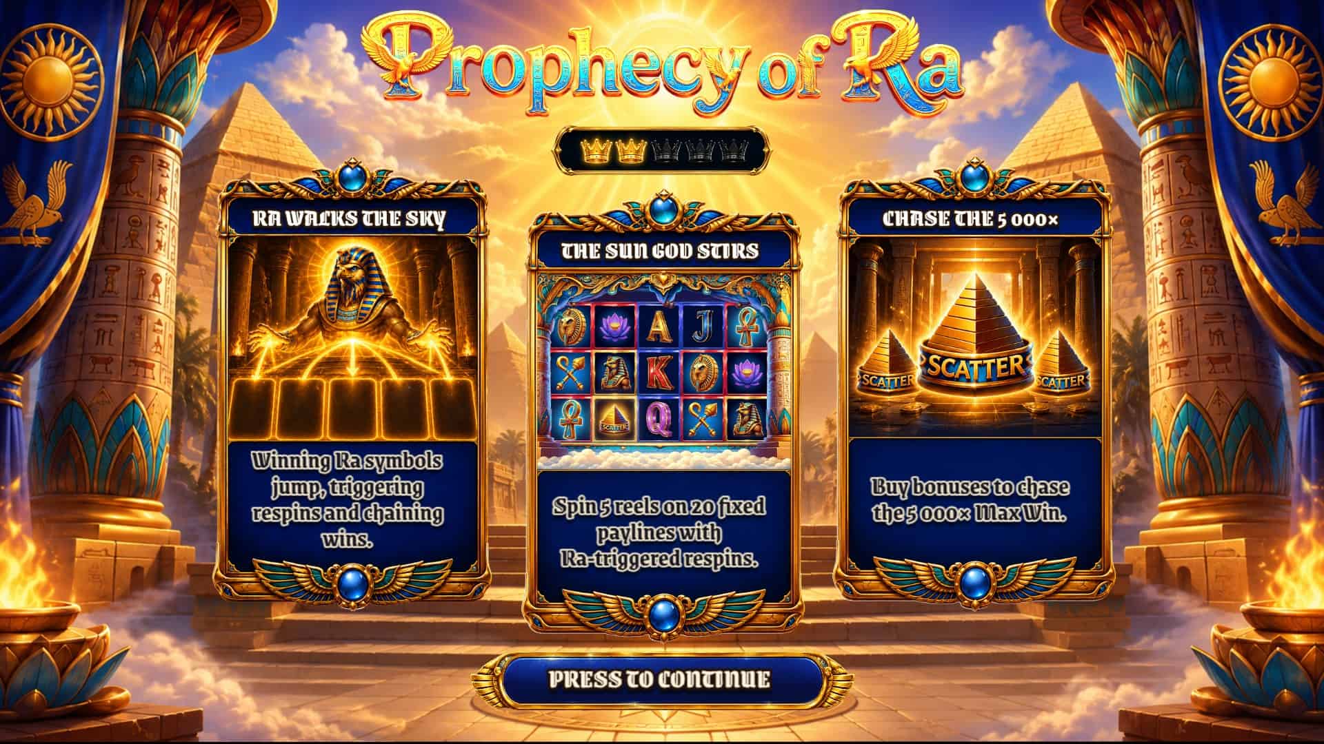 Prophecy of Ra slot intro screen