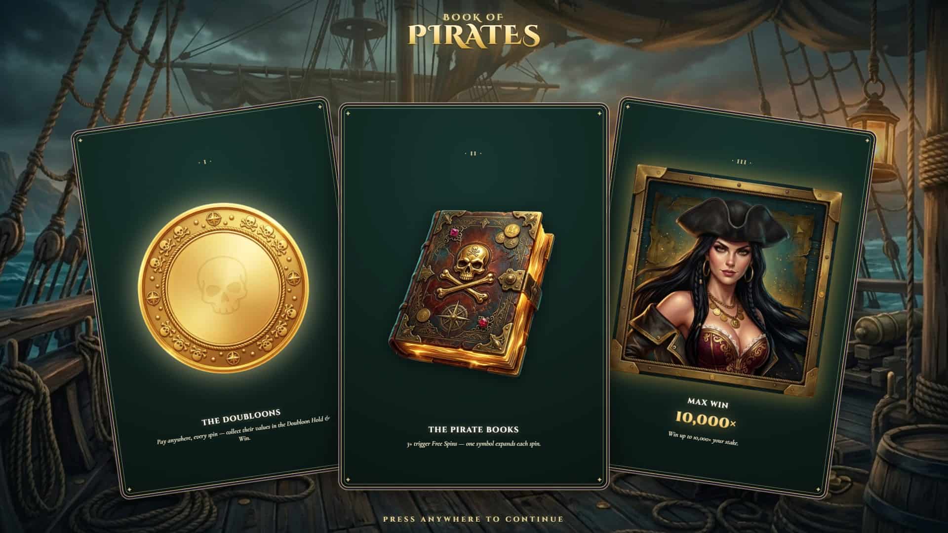 Book of Pirates slot intro screen