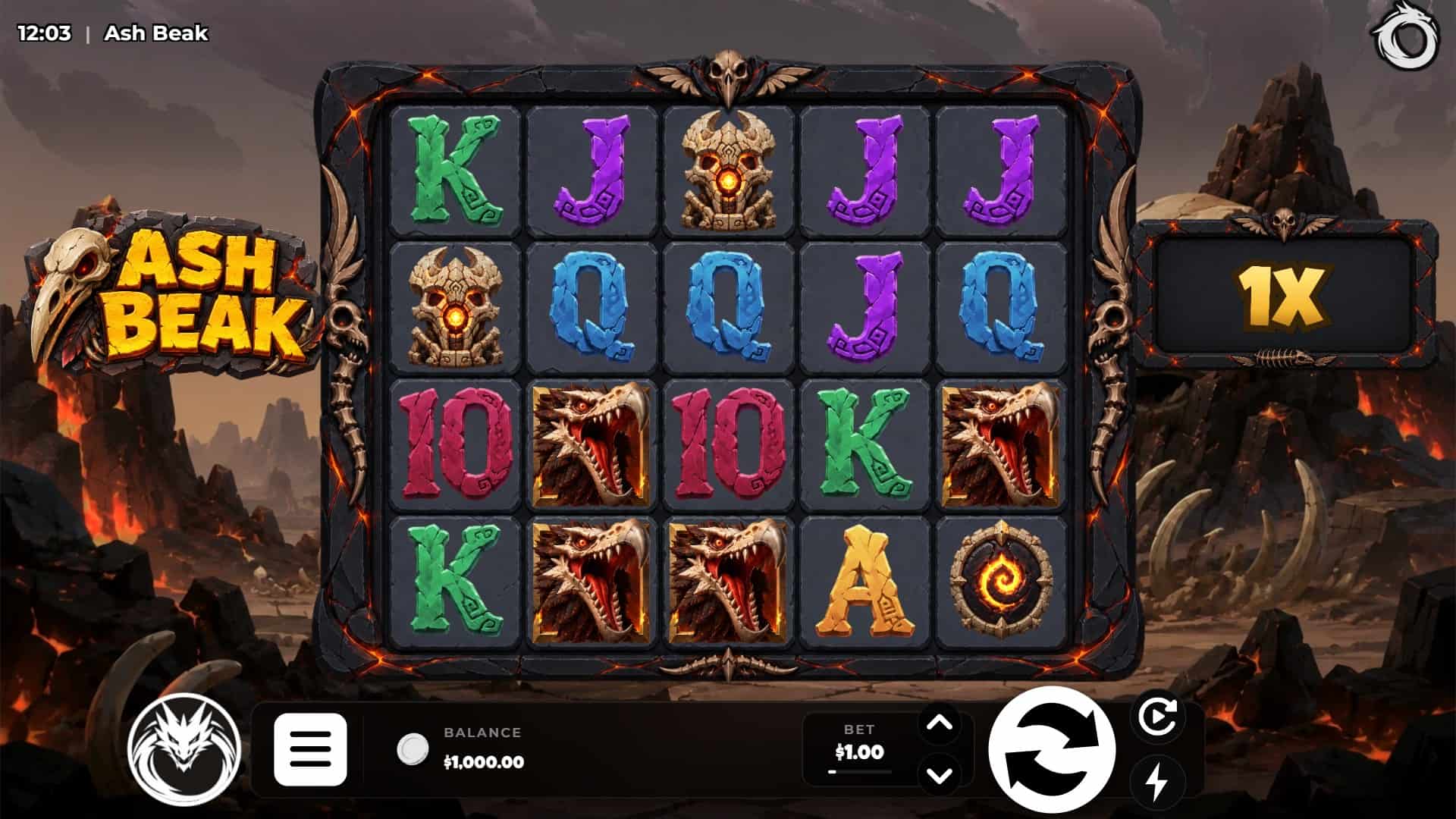 Ash Beak slot gameplay reels