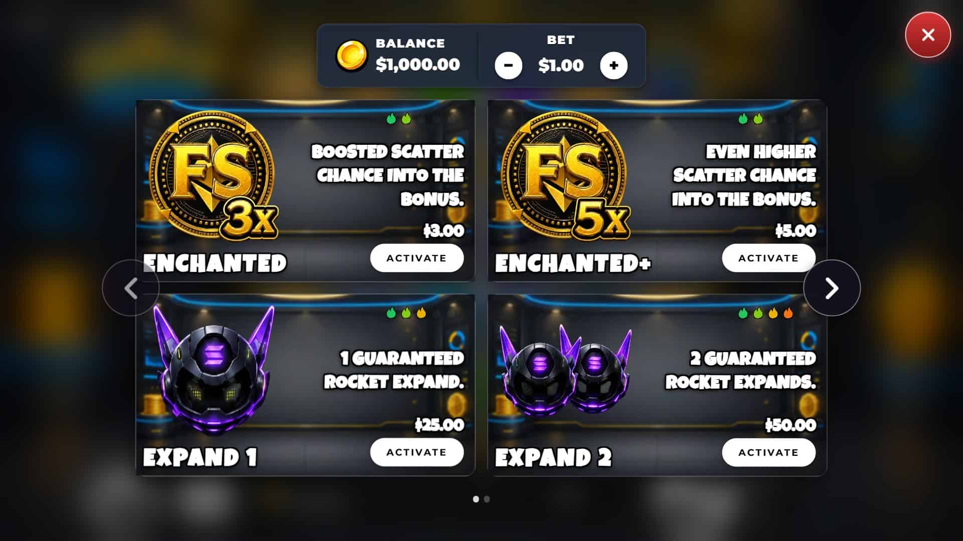 Crypto Fever bonus buy menu