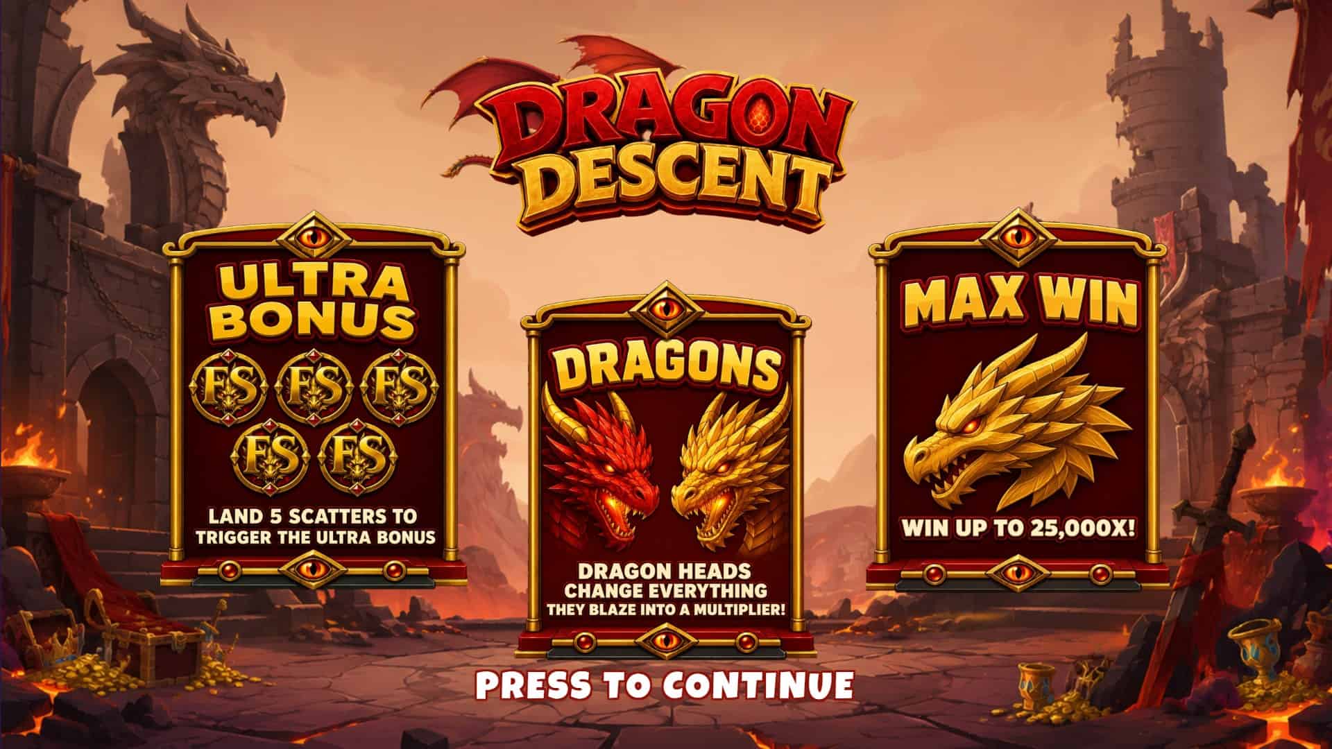 Dragon Descent slot intro screen