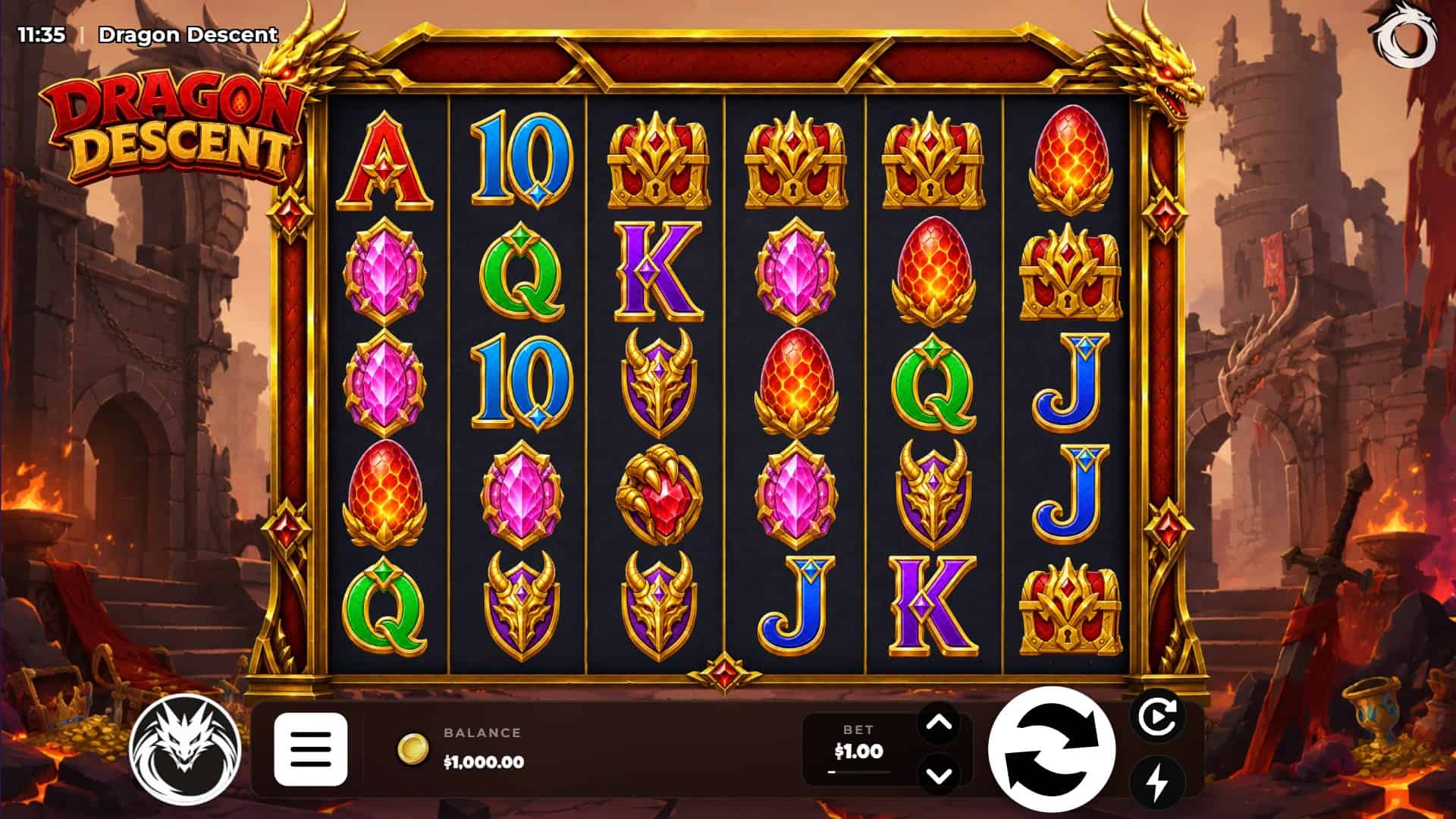 Dragon Descent slot gameplay reels