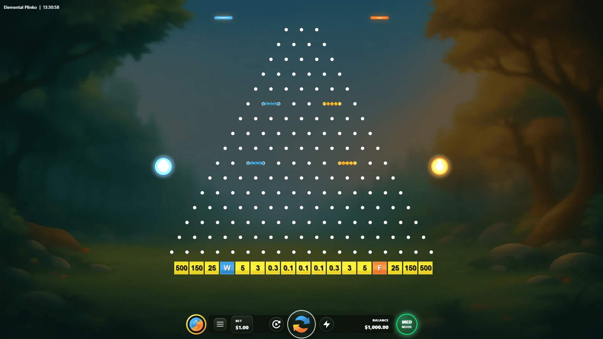 Elemental Plinko slot gameplay reels