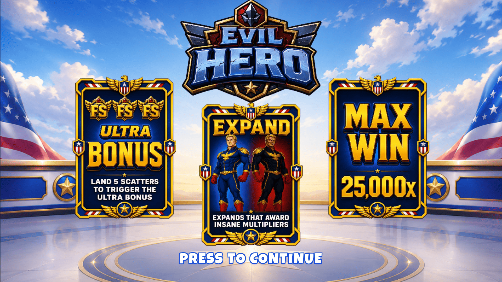 Evil Hero slot intro screen