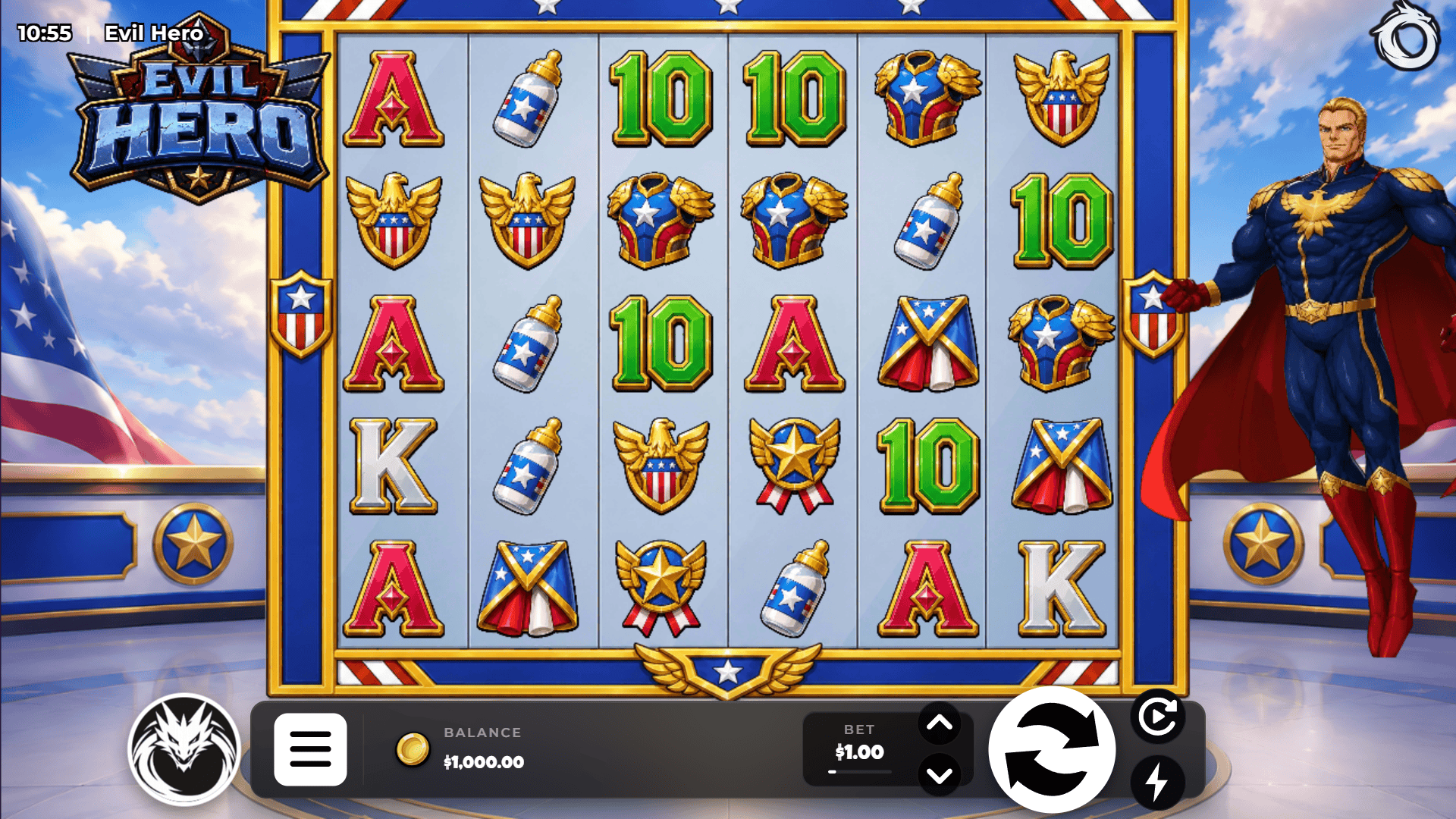 Evil Hero slot gameplay reels