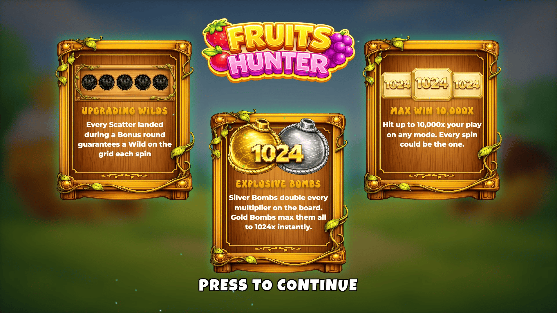 Fruits Hunter slot intro screen