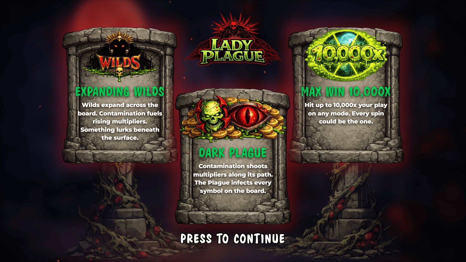 Lady Plague slot intro screen