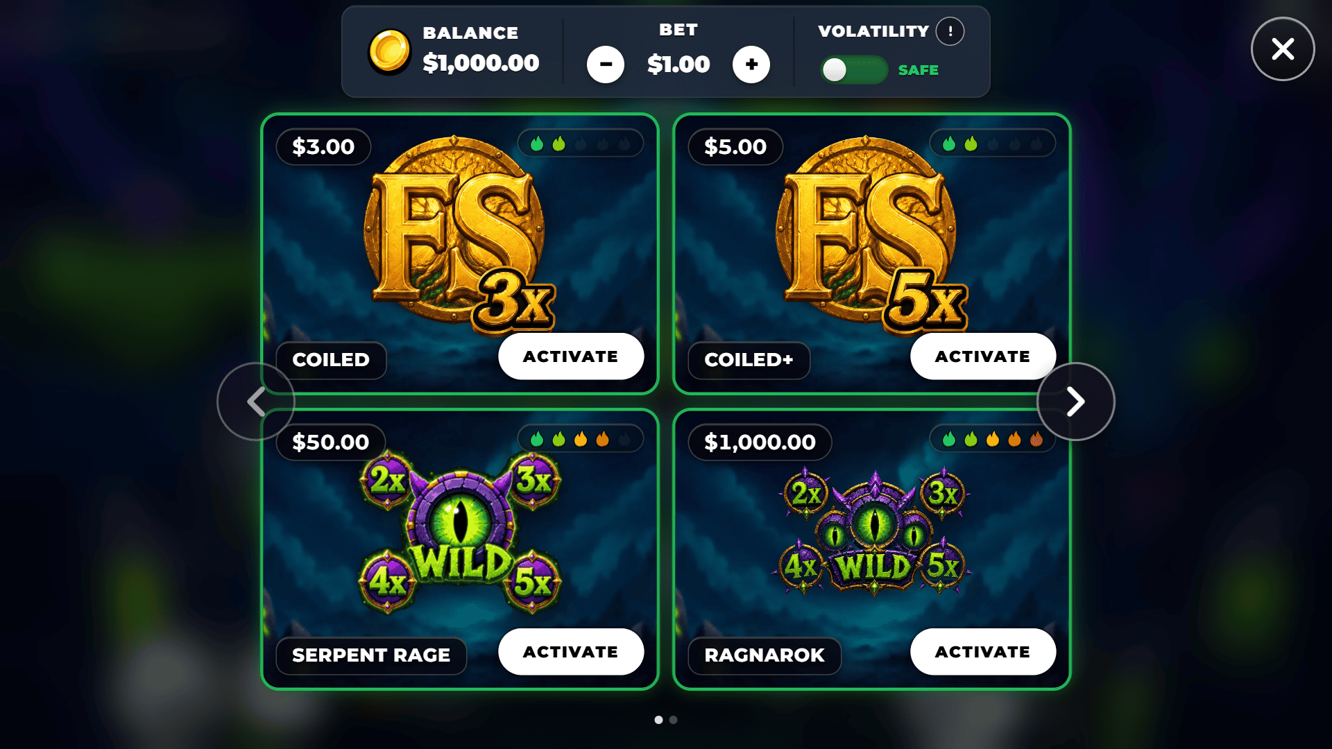 Ragnarok Coil bonus buy menu