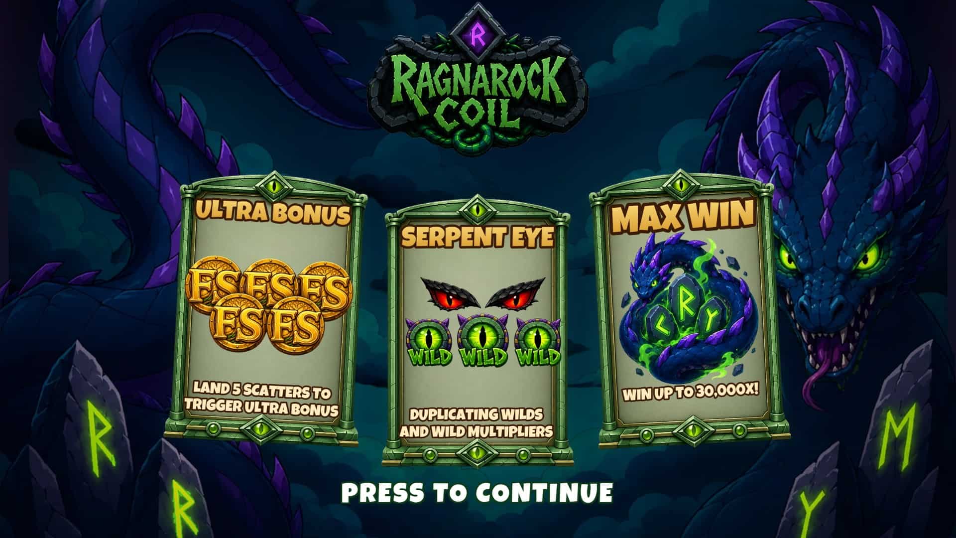 Ragnarok Coil slot intro screen