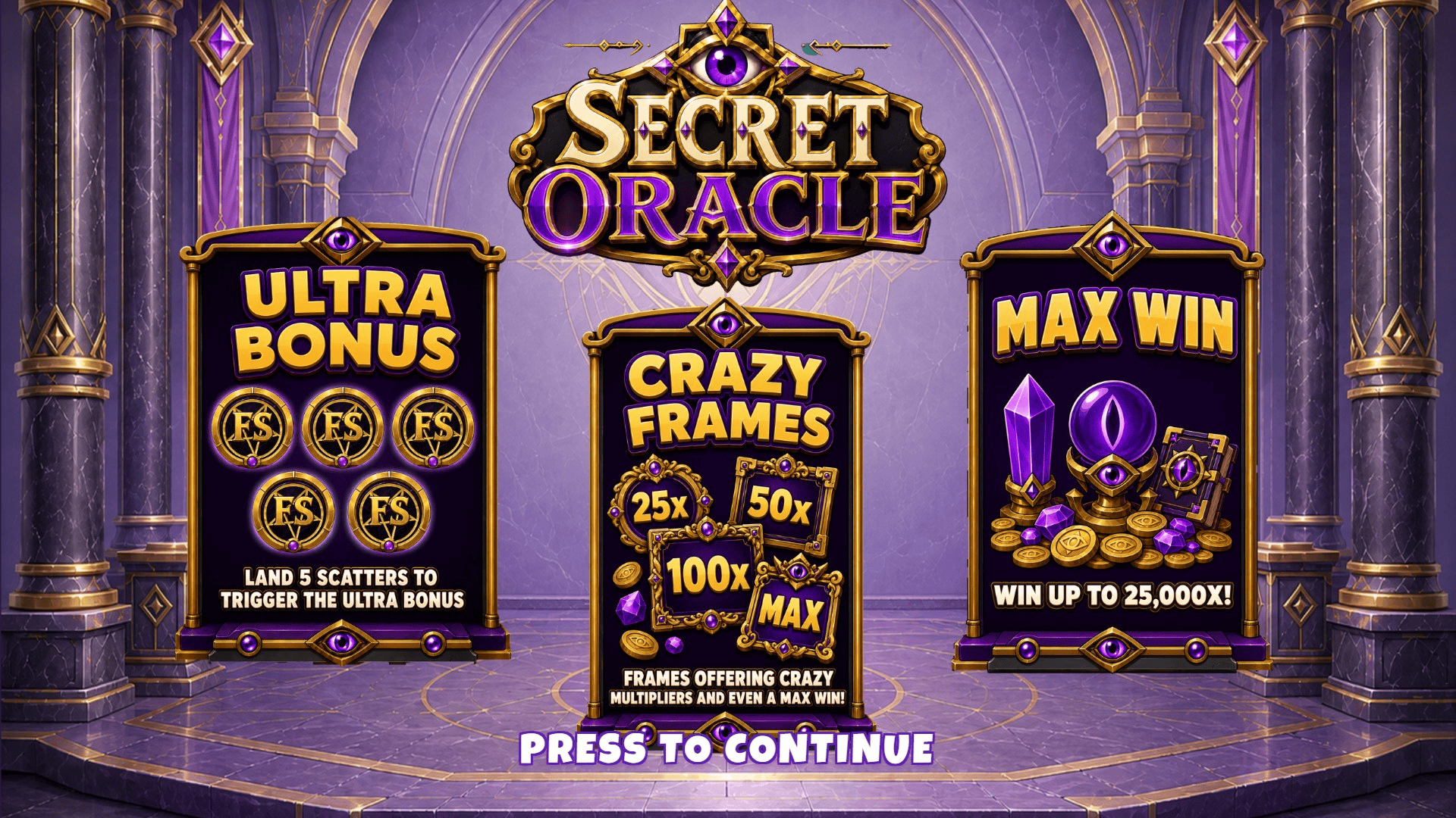 Secret Oracle slot intro screen