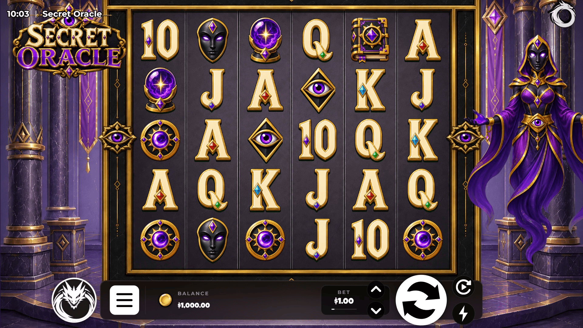 Secret Oracle slot gameplay reels