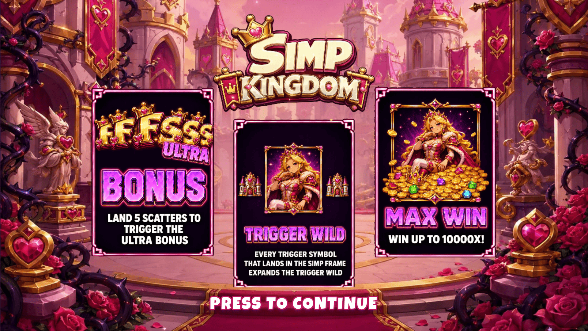 Simp Kingdom slot intro screen