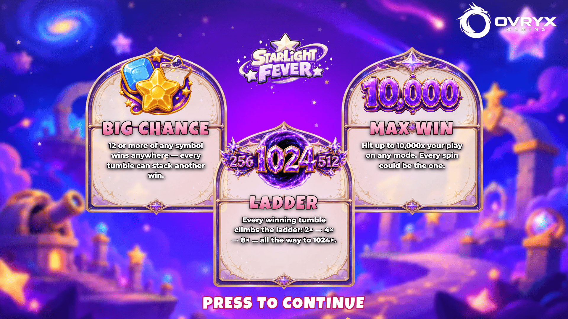 Starlight Fever slot intro screen