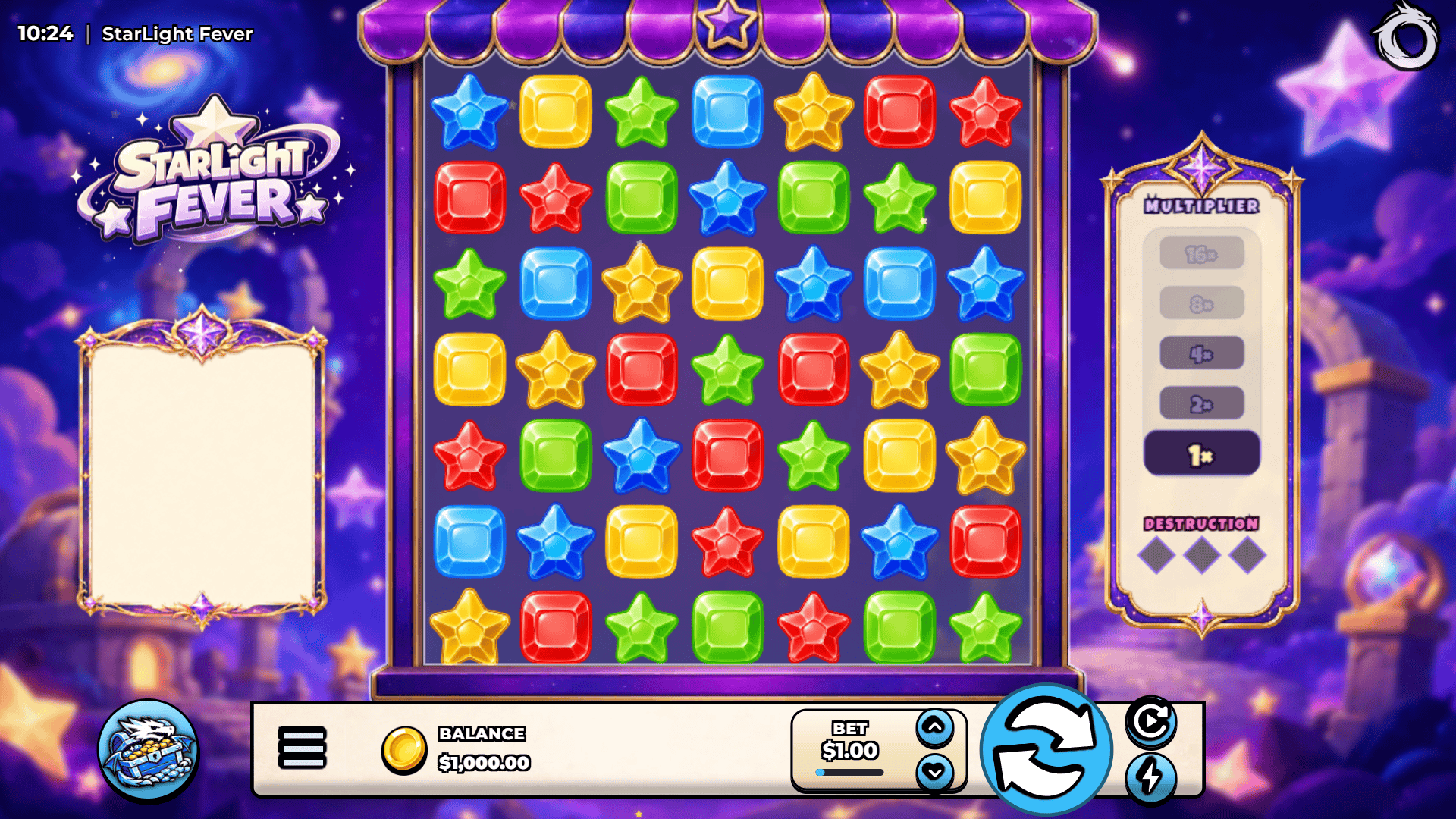 Starlight Fever slot gameplay reels