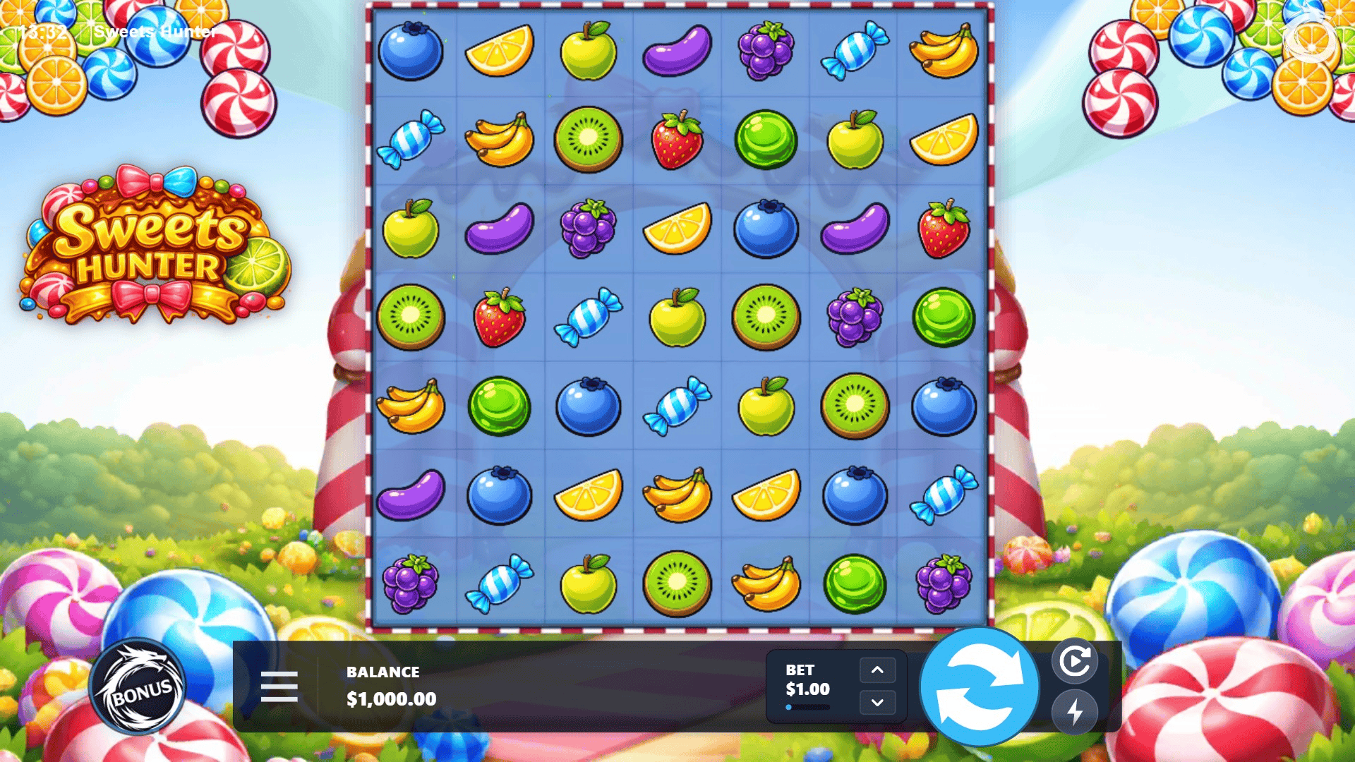 Sweets Hunter slot gameplay reels
