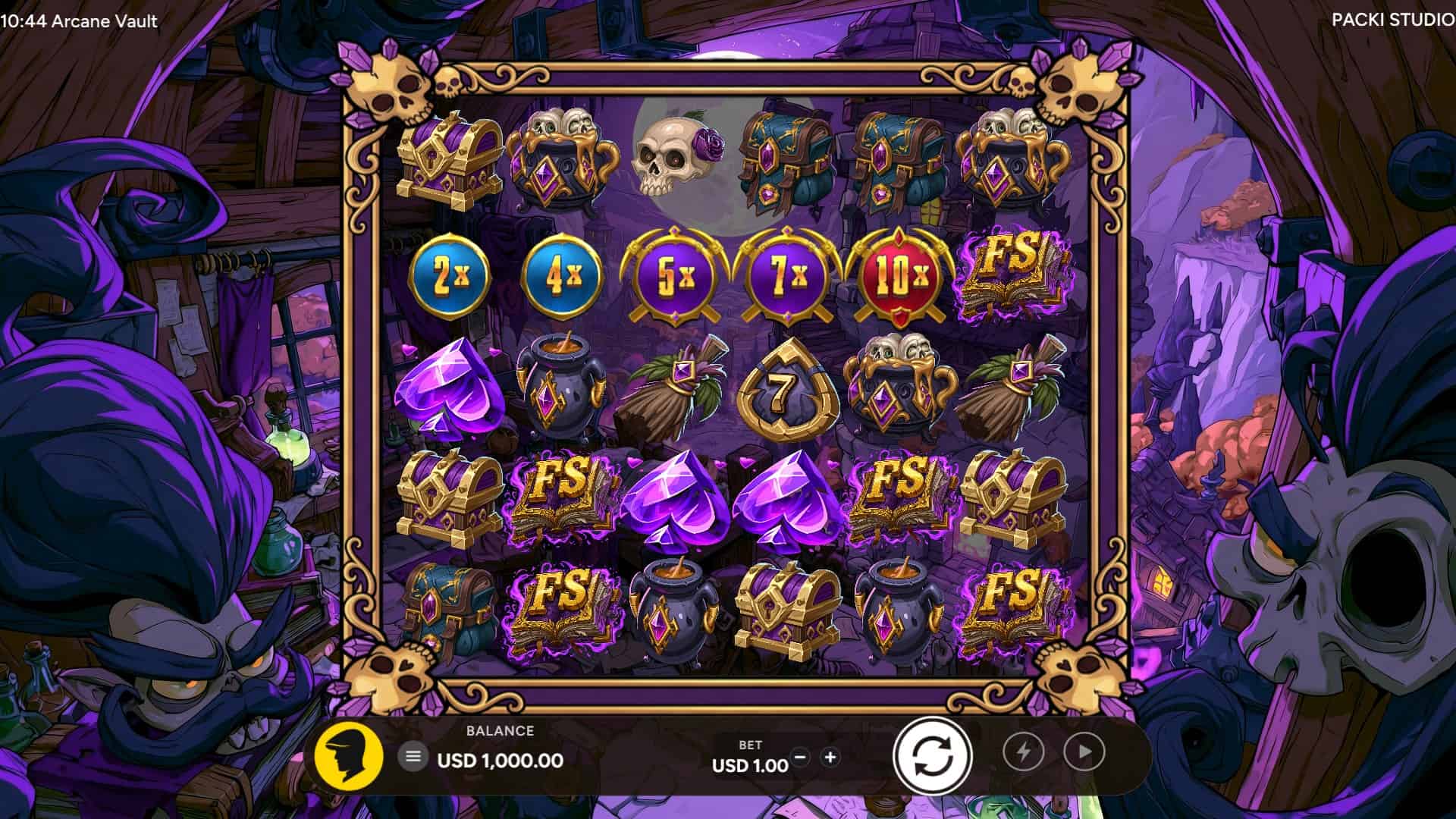 Arcane Vault slot gameplay reels