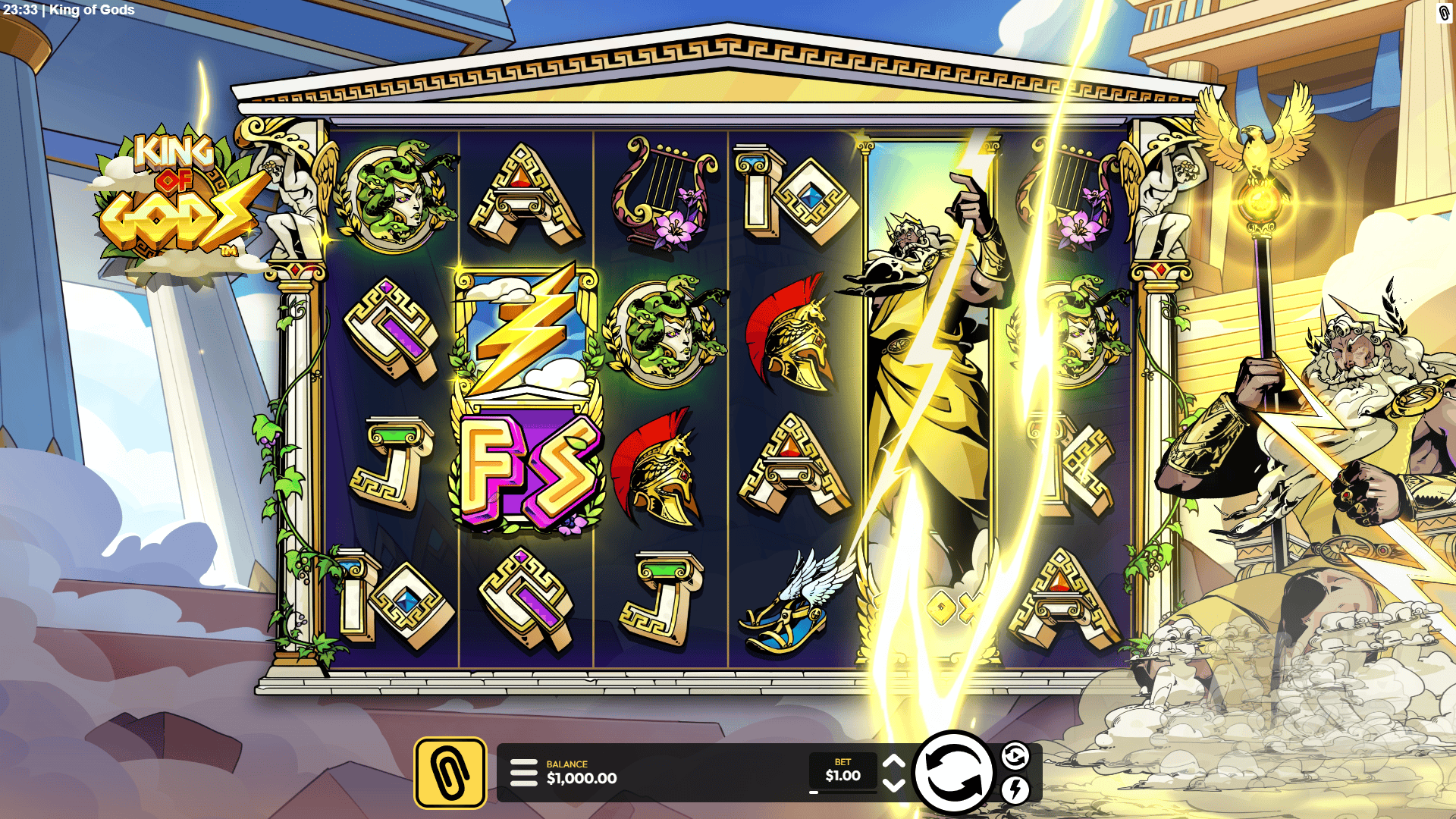 King of Gods slot gameplay reels