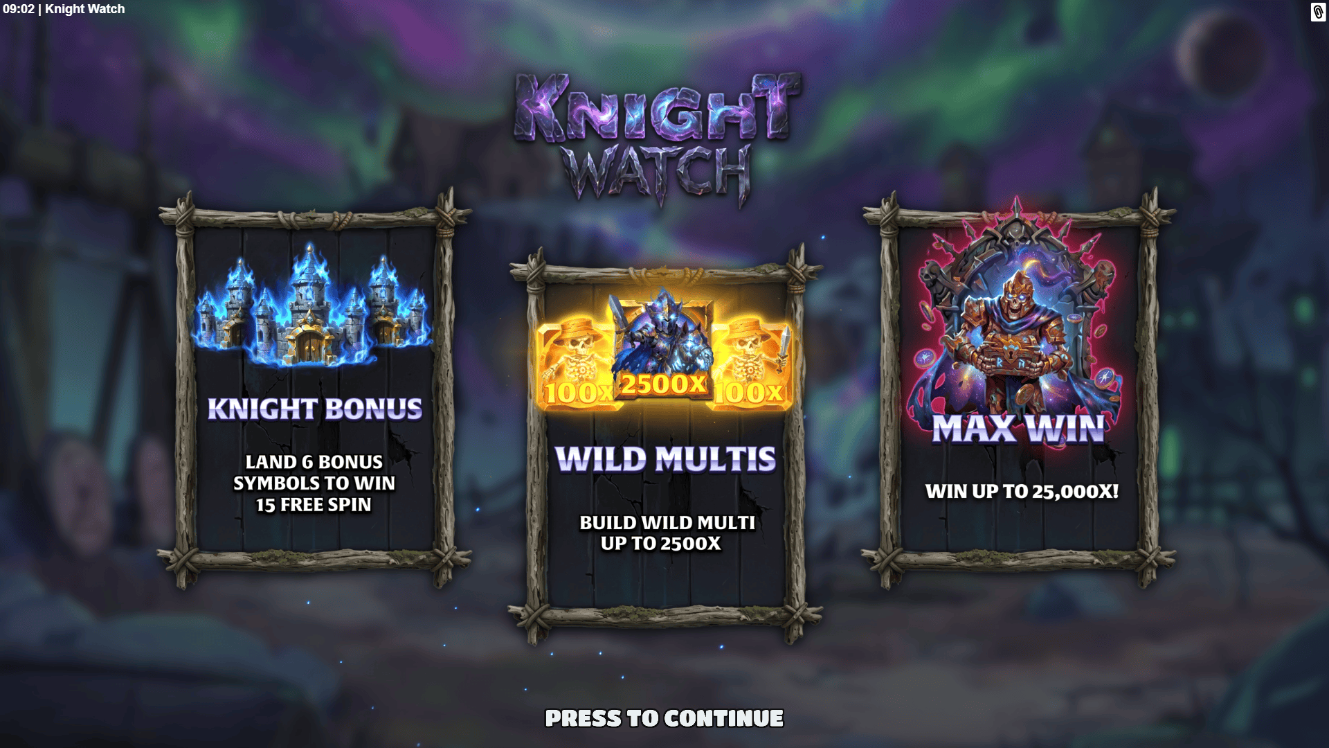Knight Watch slot intro screen