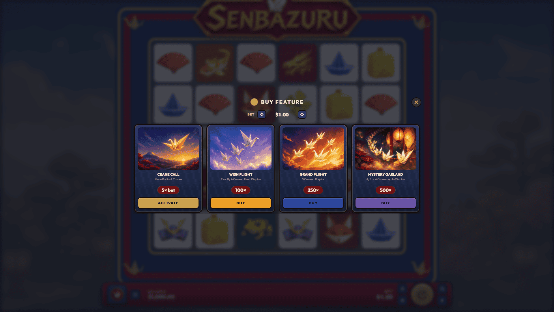 Senbazuru bonus buy menu