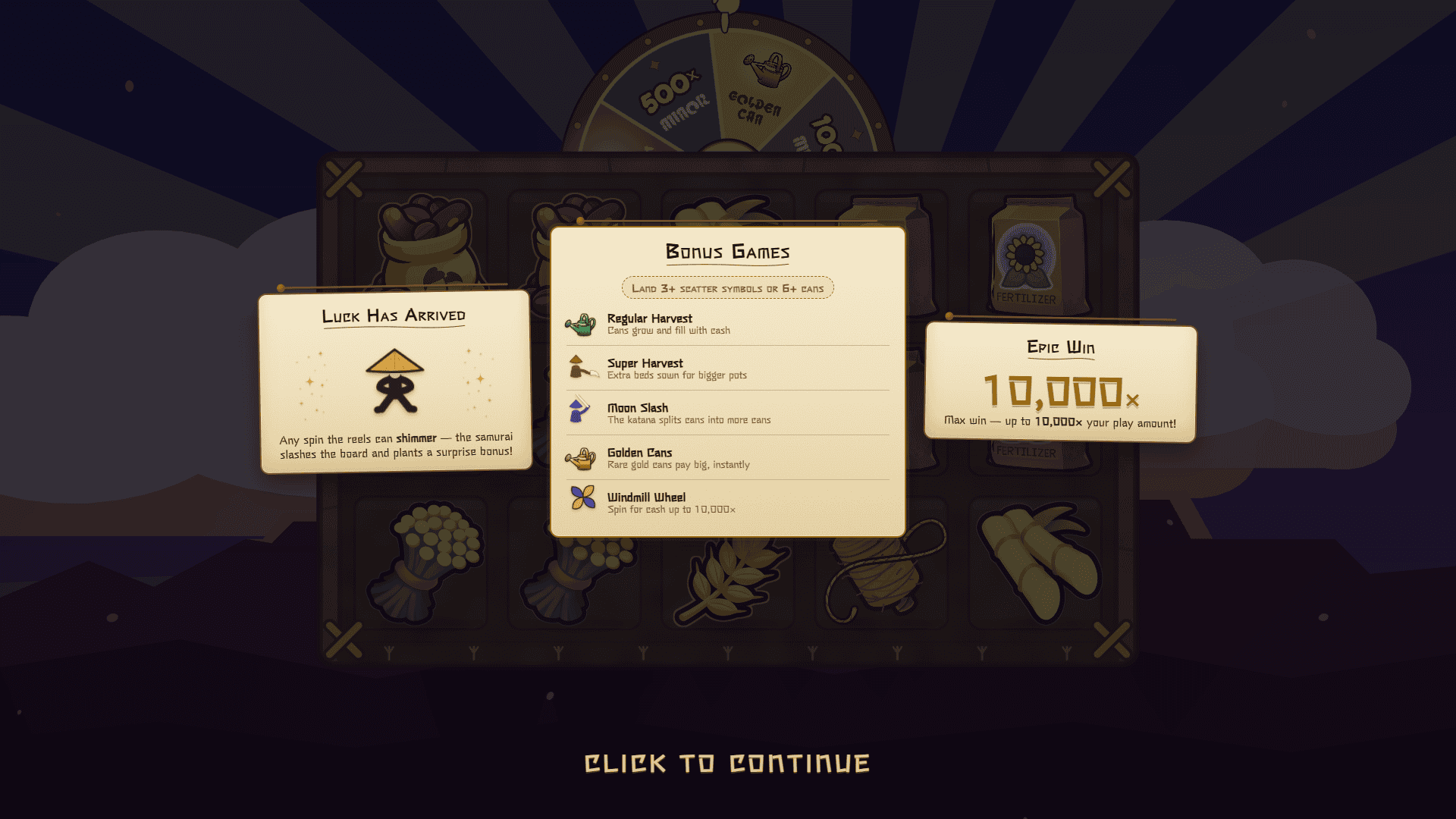 Country Samurai Stick Man slot intro screen