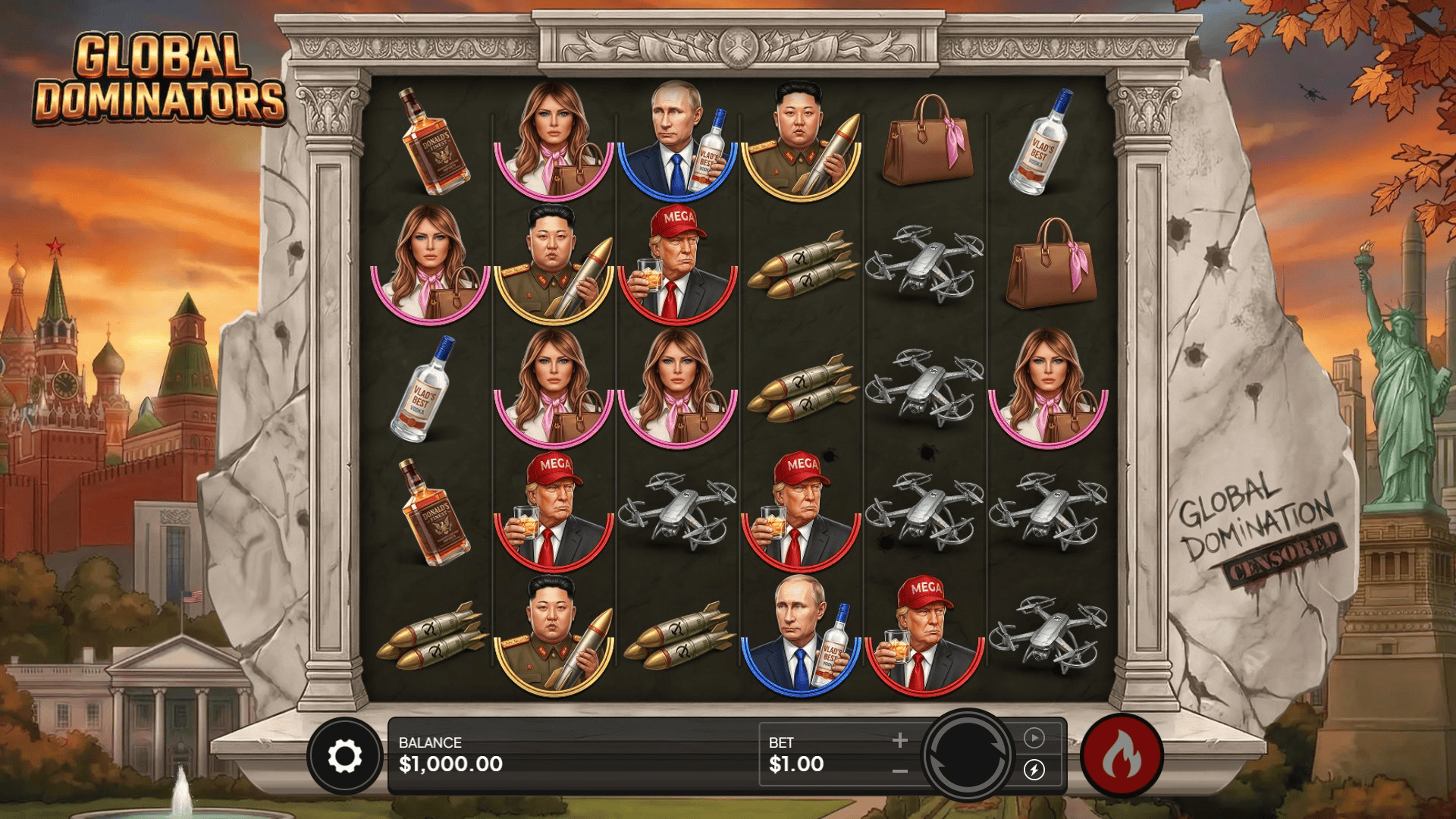 Global Dominators slot gameplay reels