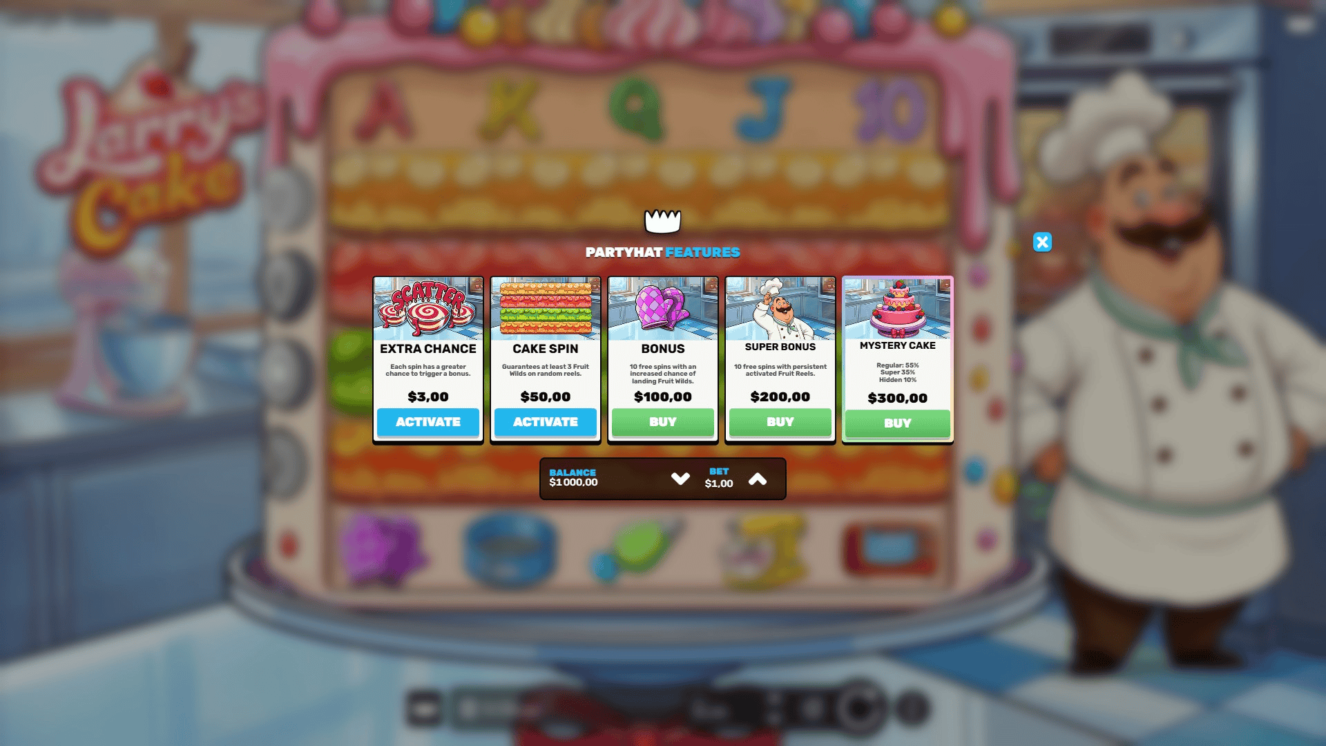 Larrys Cake bonus buy menu