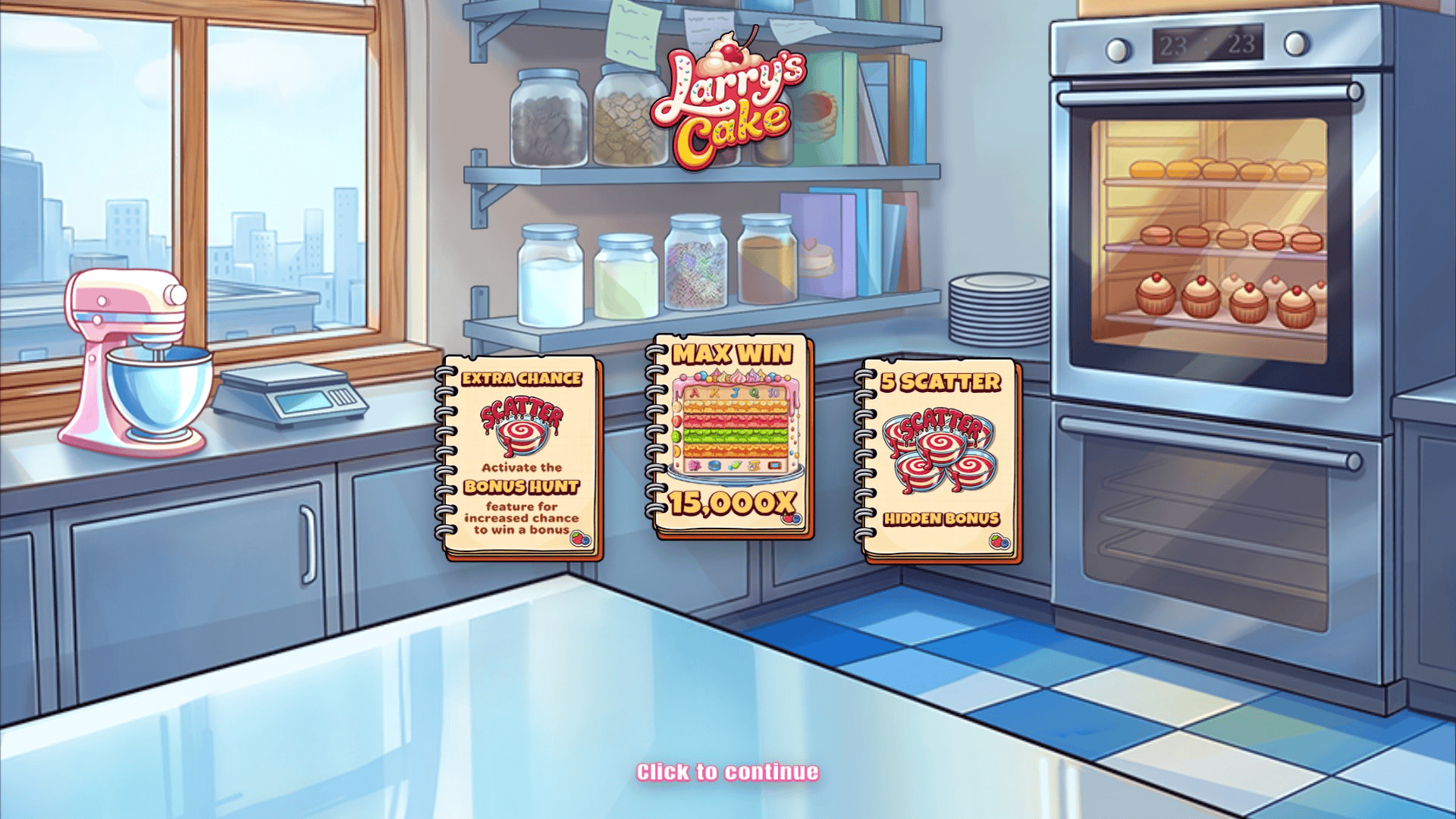 Larrys Cake slot intro screen