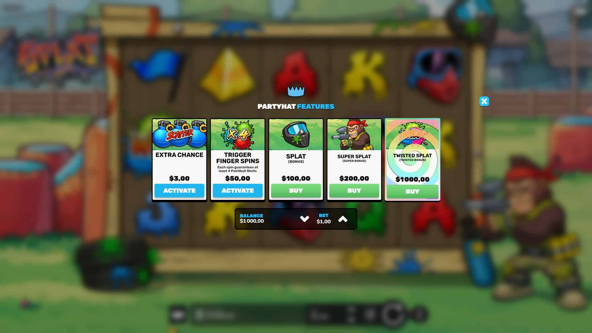 Splat bonus buy menu