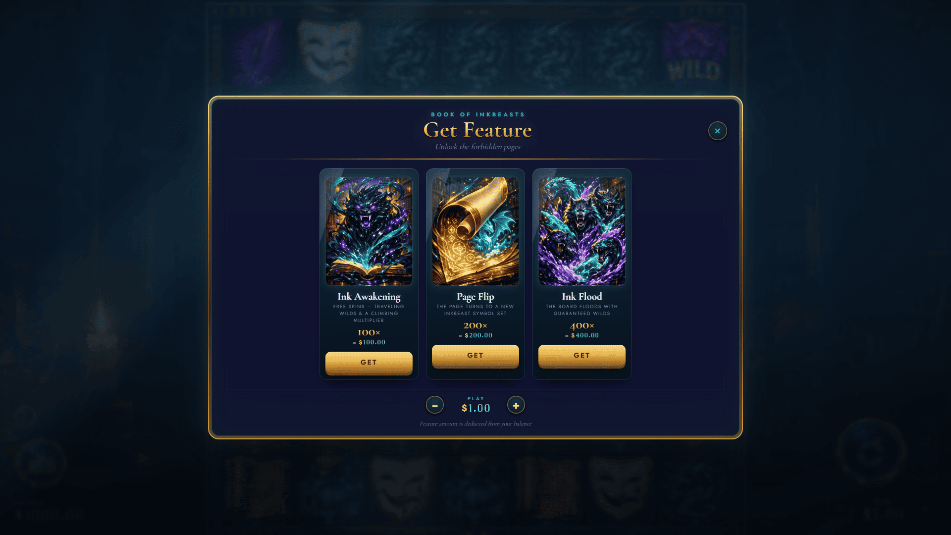 Book of inkbeasts bonus buy menu