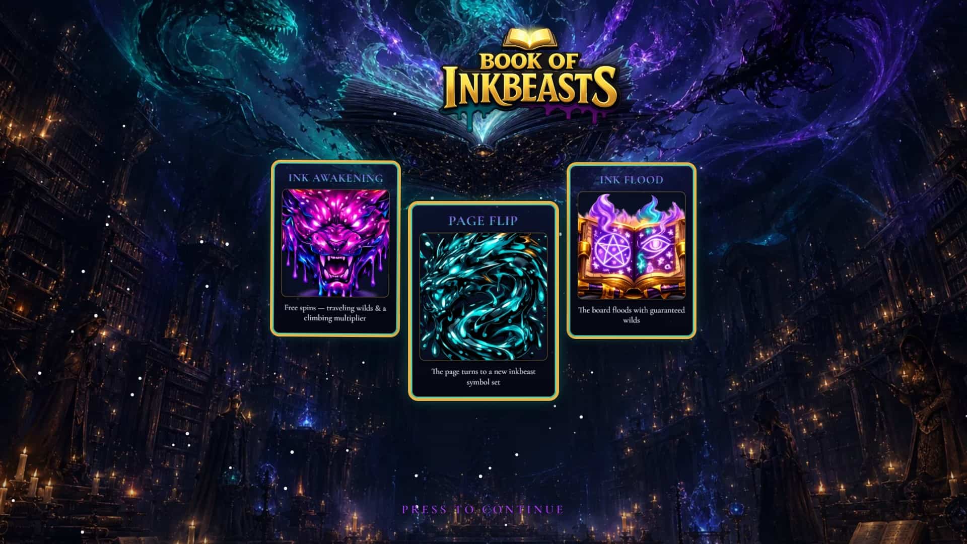 Book of inkbeasts slot intro screen