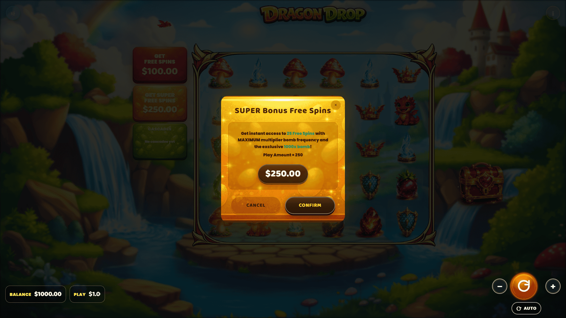 Dragon Drop bonus buy menu
