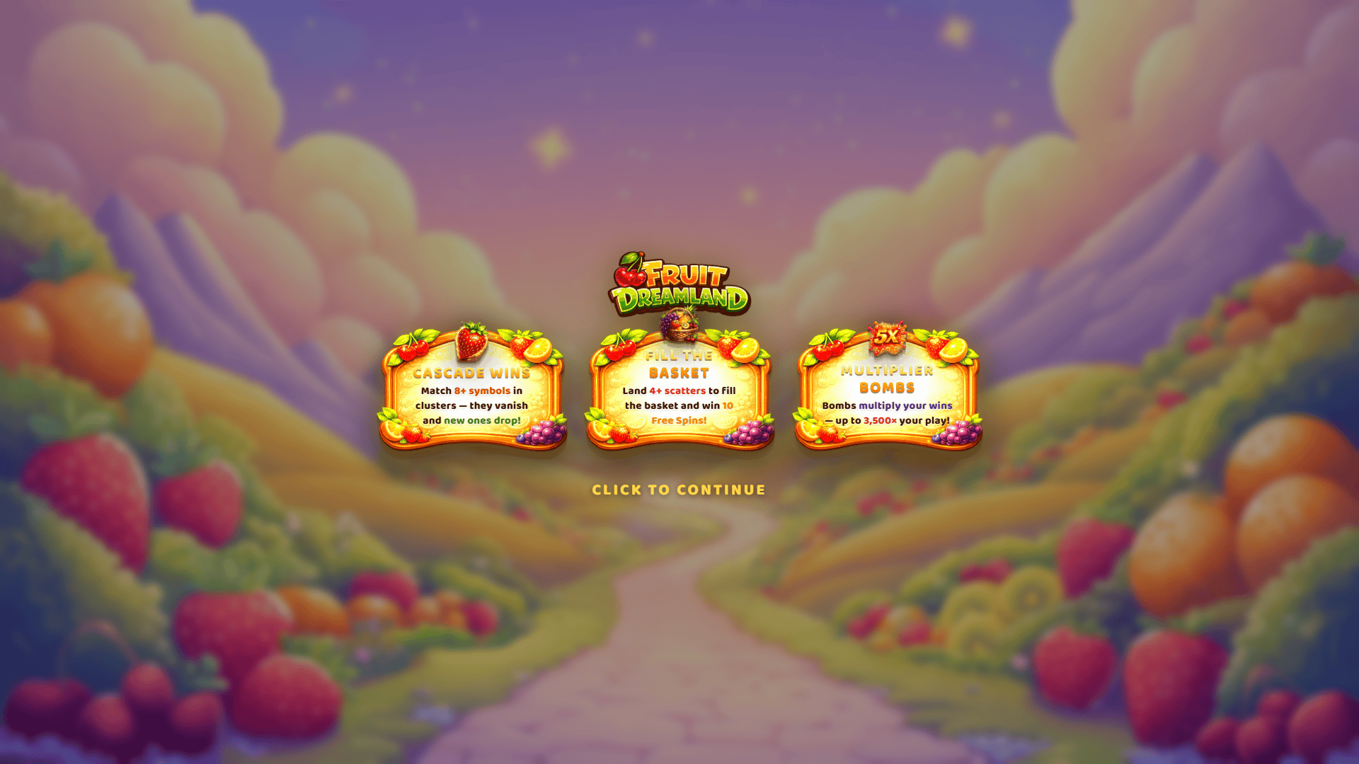 Fruit Dreamland slot intro screen