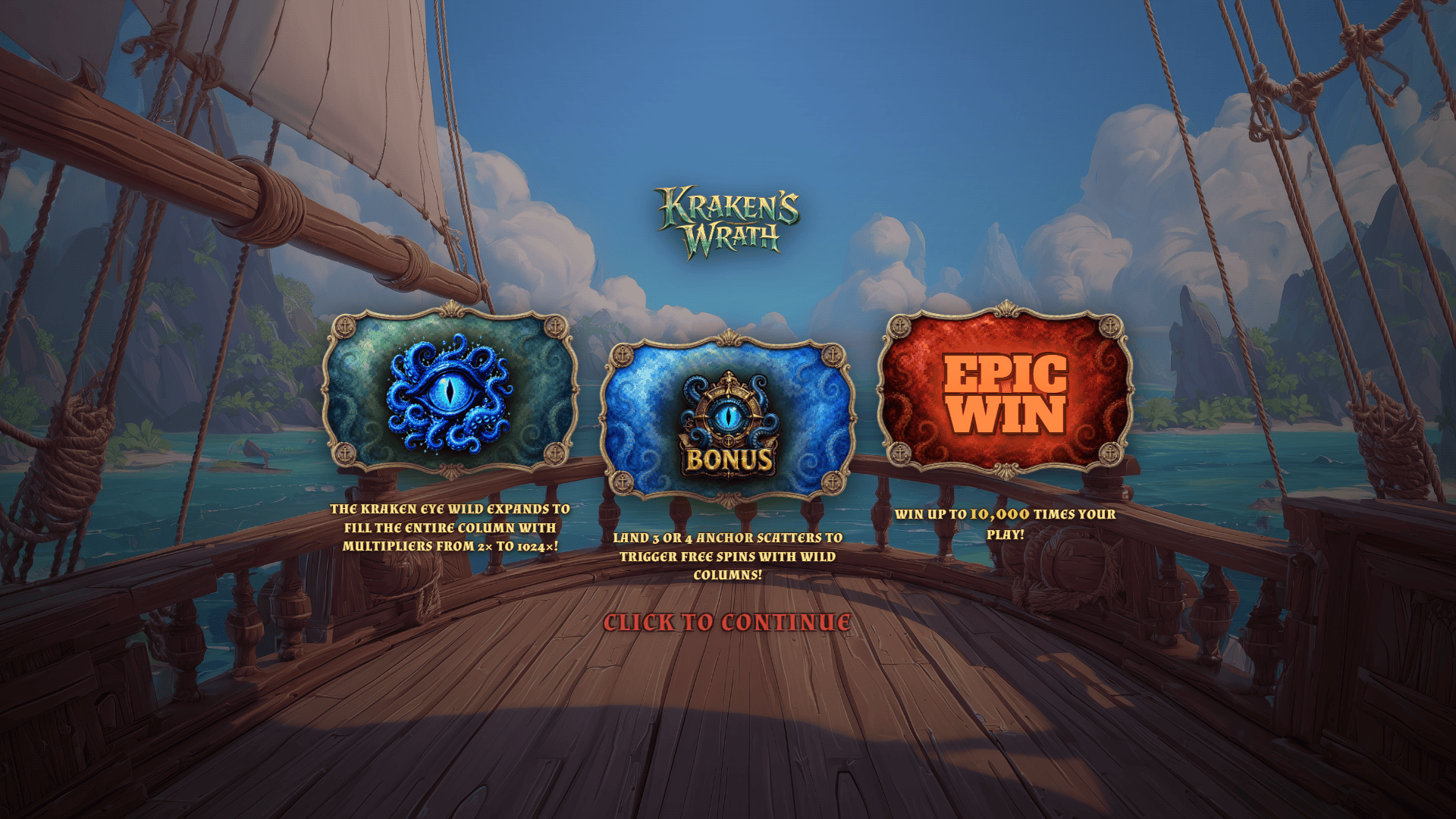 Krakens Wrath slot intro screen