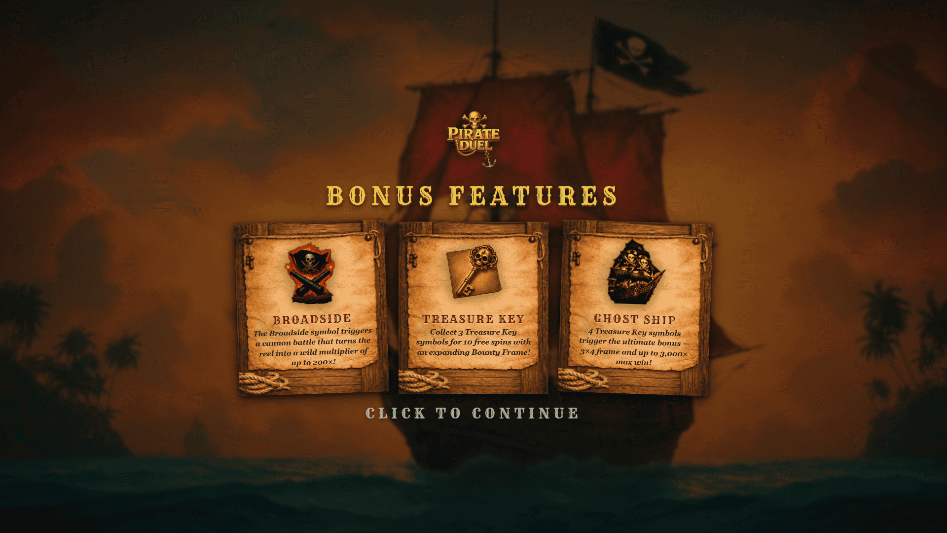Pirate Duel slot intro screen