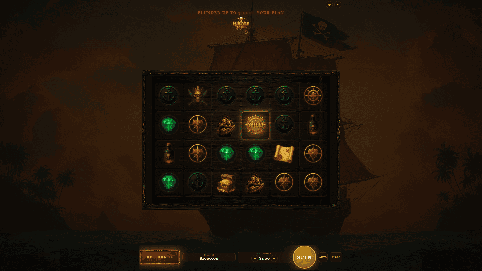 Pirate Duel slot gameplay reels