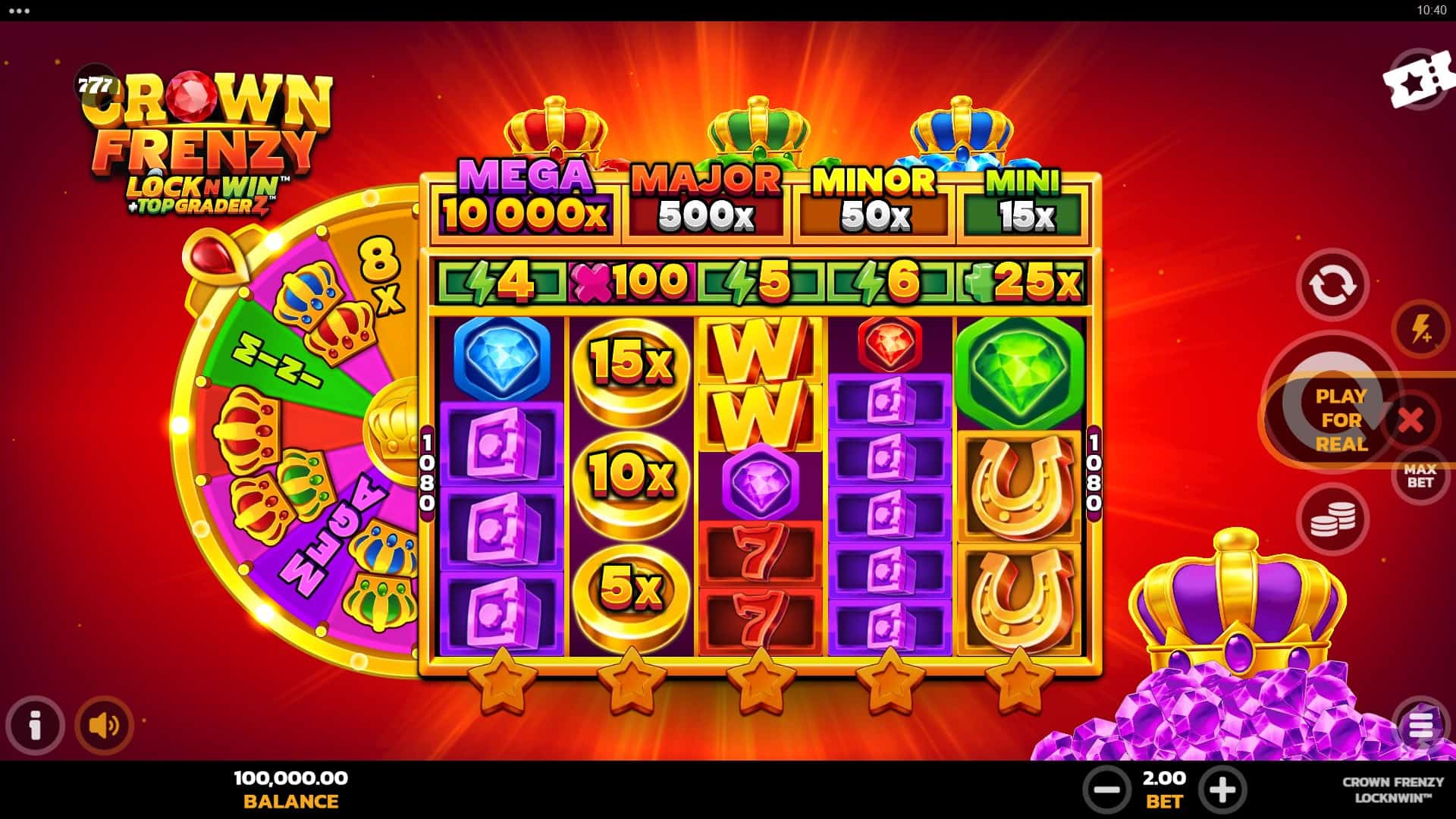 Crown Frenzy LockNWin slot gameplay reels
