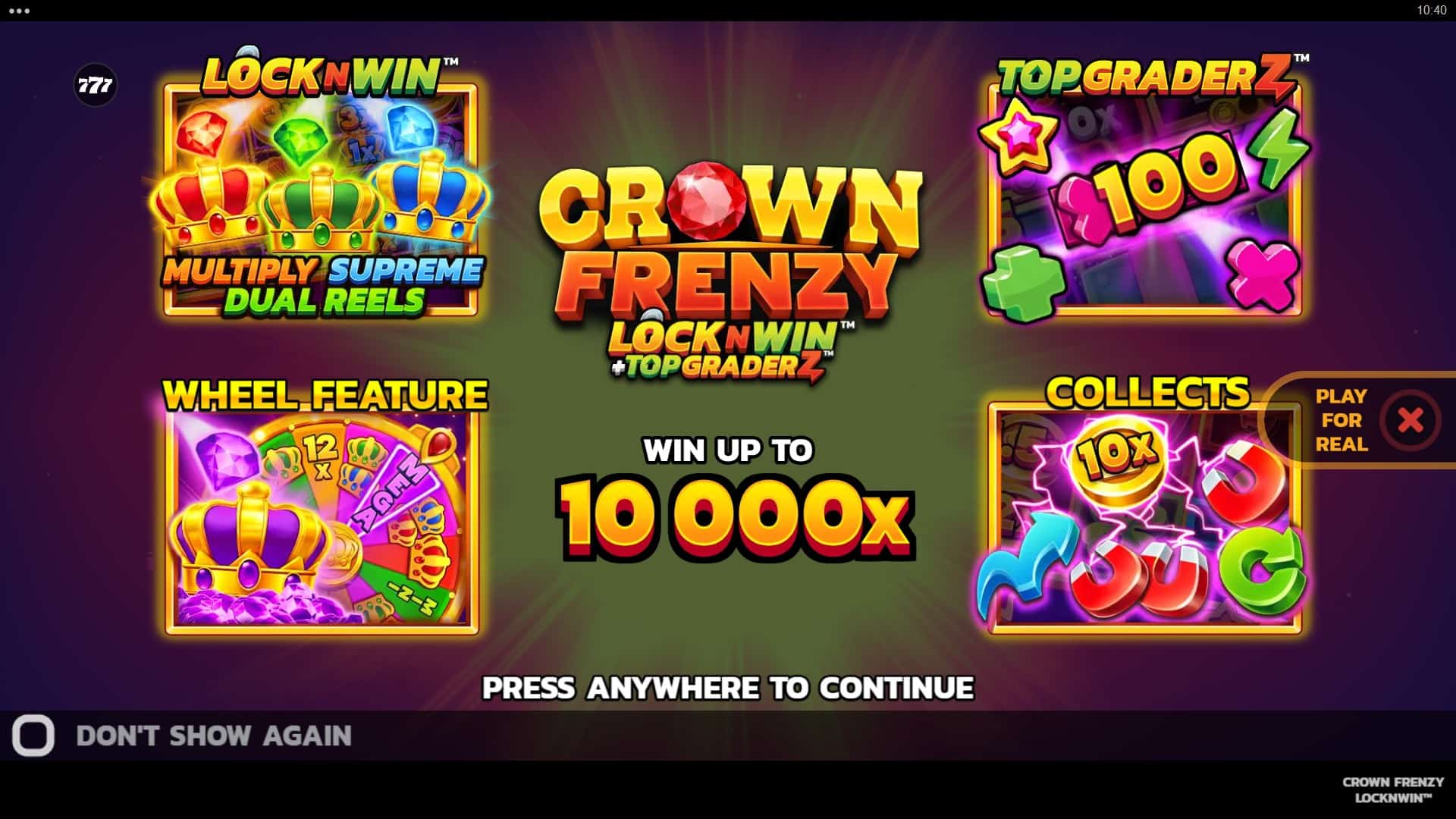 Crown Frenzy LockNWin slot intro screen