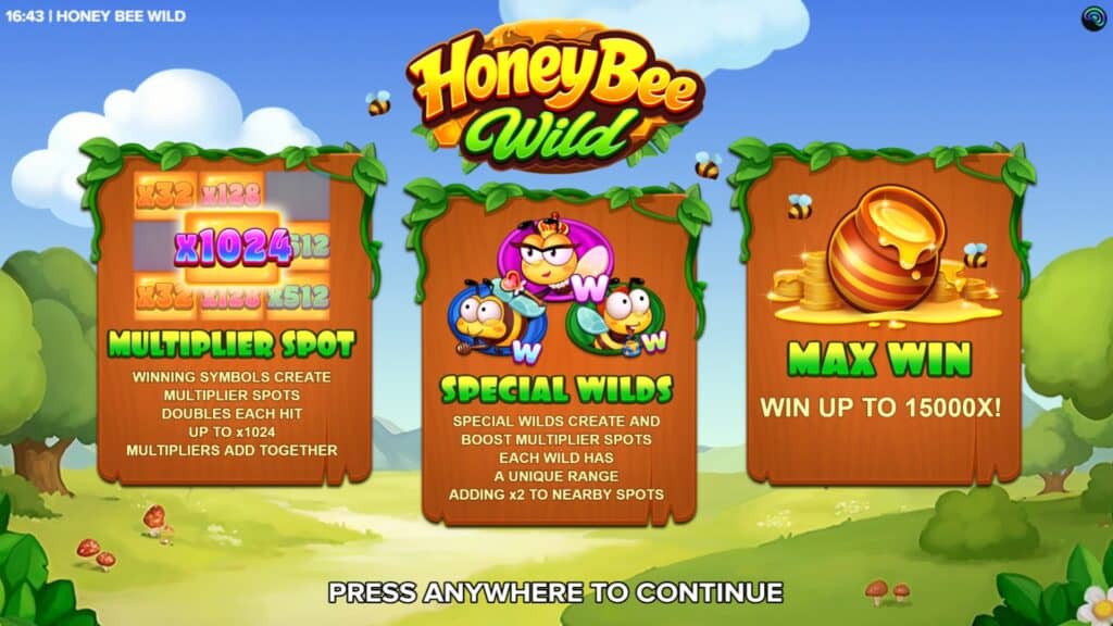 Pebblegames honey bee wild intro screen
