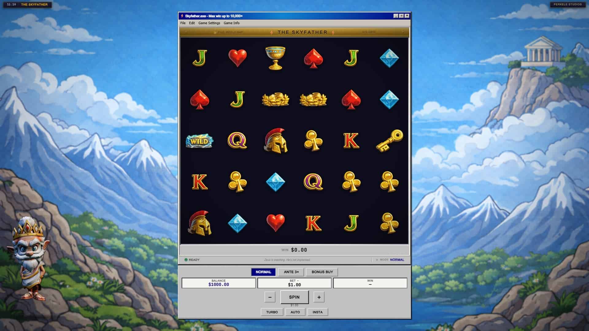 The Skyfather slot gameplay reels