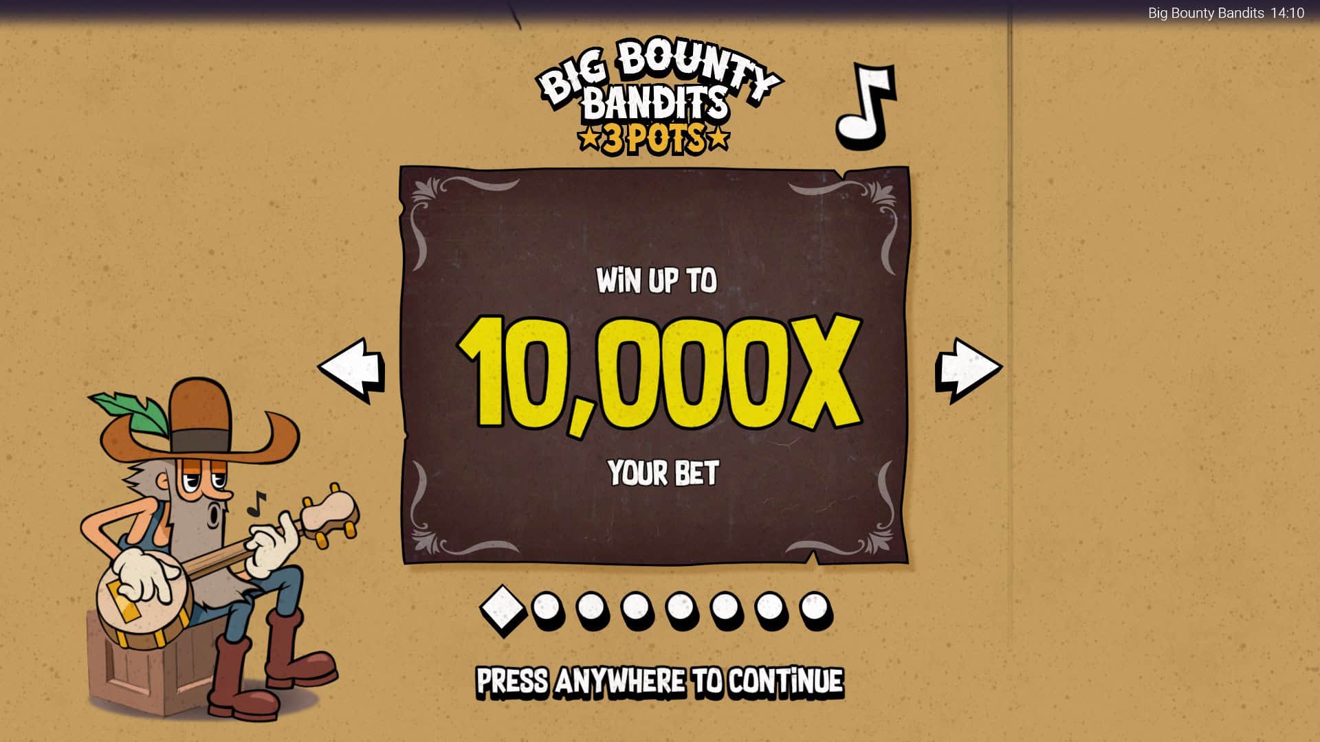 Big Bounty Bandits 3 Pots slot intro screen