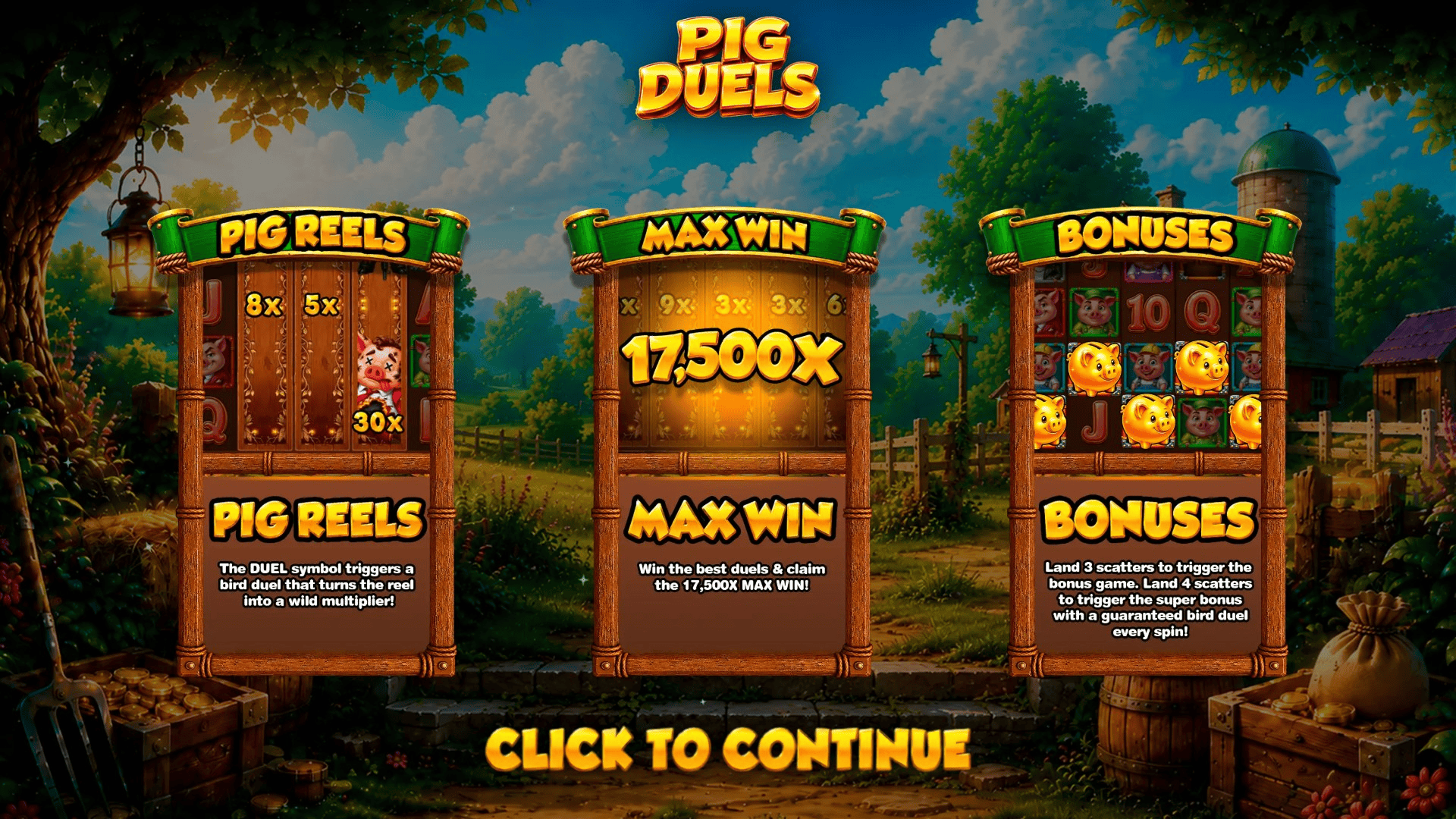 Pig Duels slot intro screen