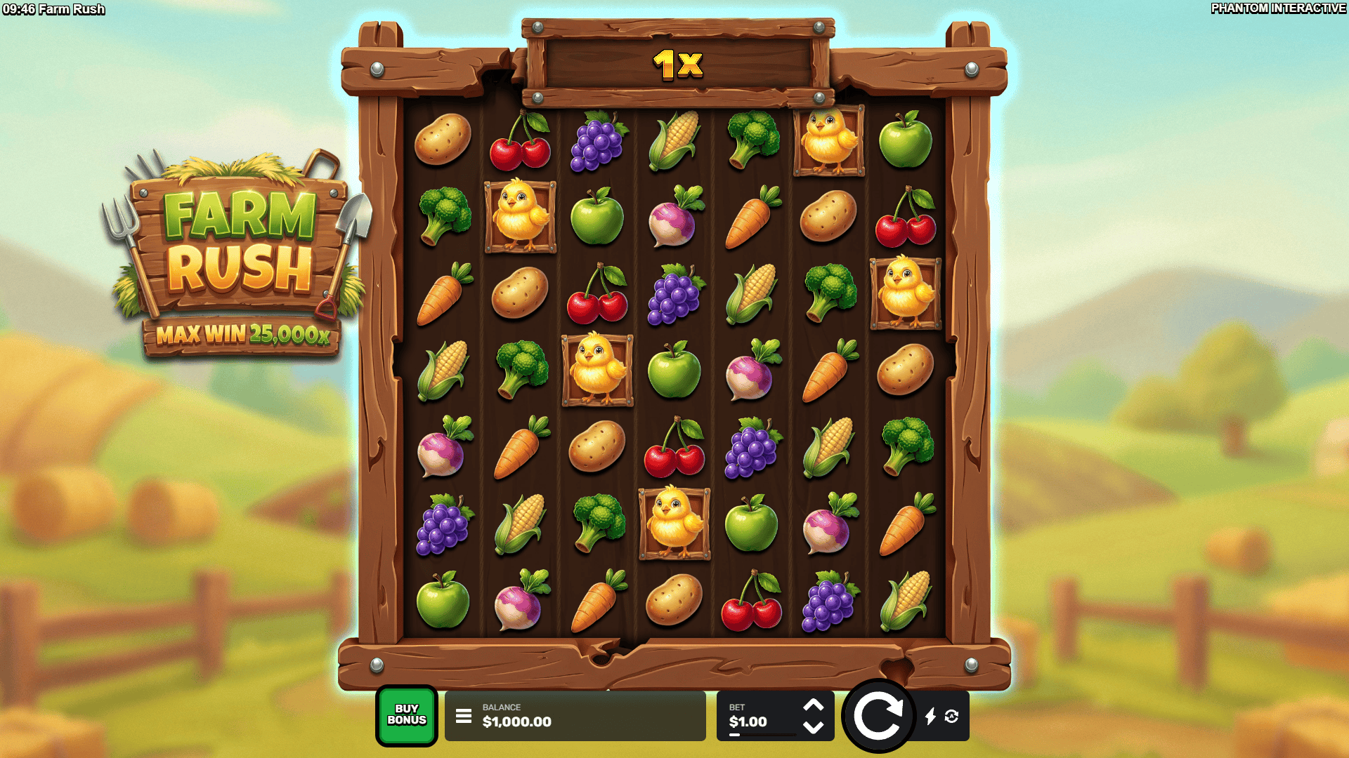 Farm Rush slot gameplay reels