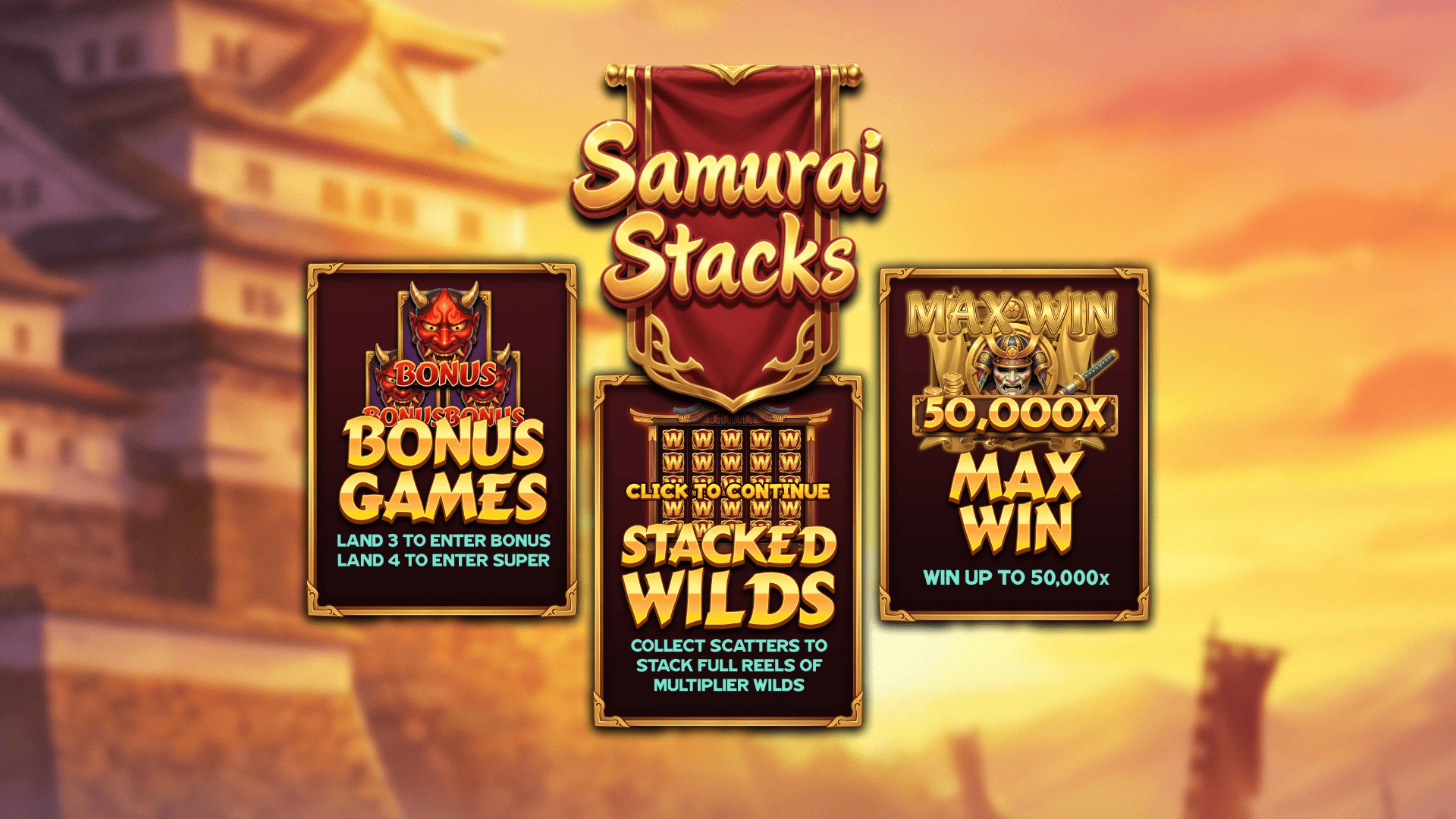 Samurai Stacks slot intro screen