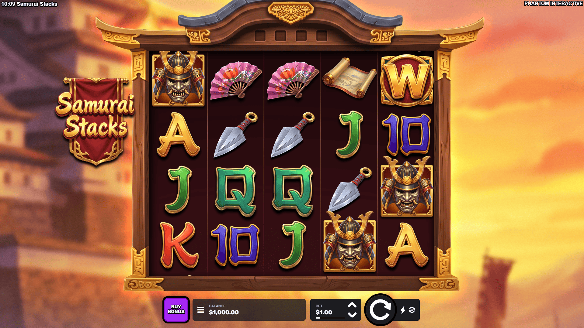 Samurai Stacks slot gameplay reels